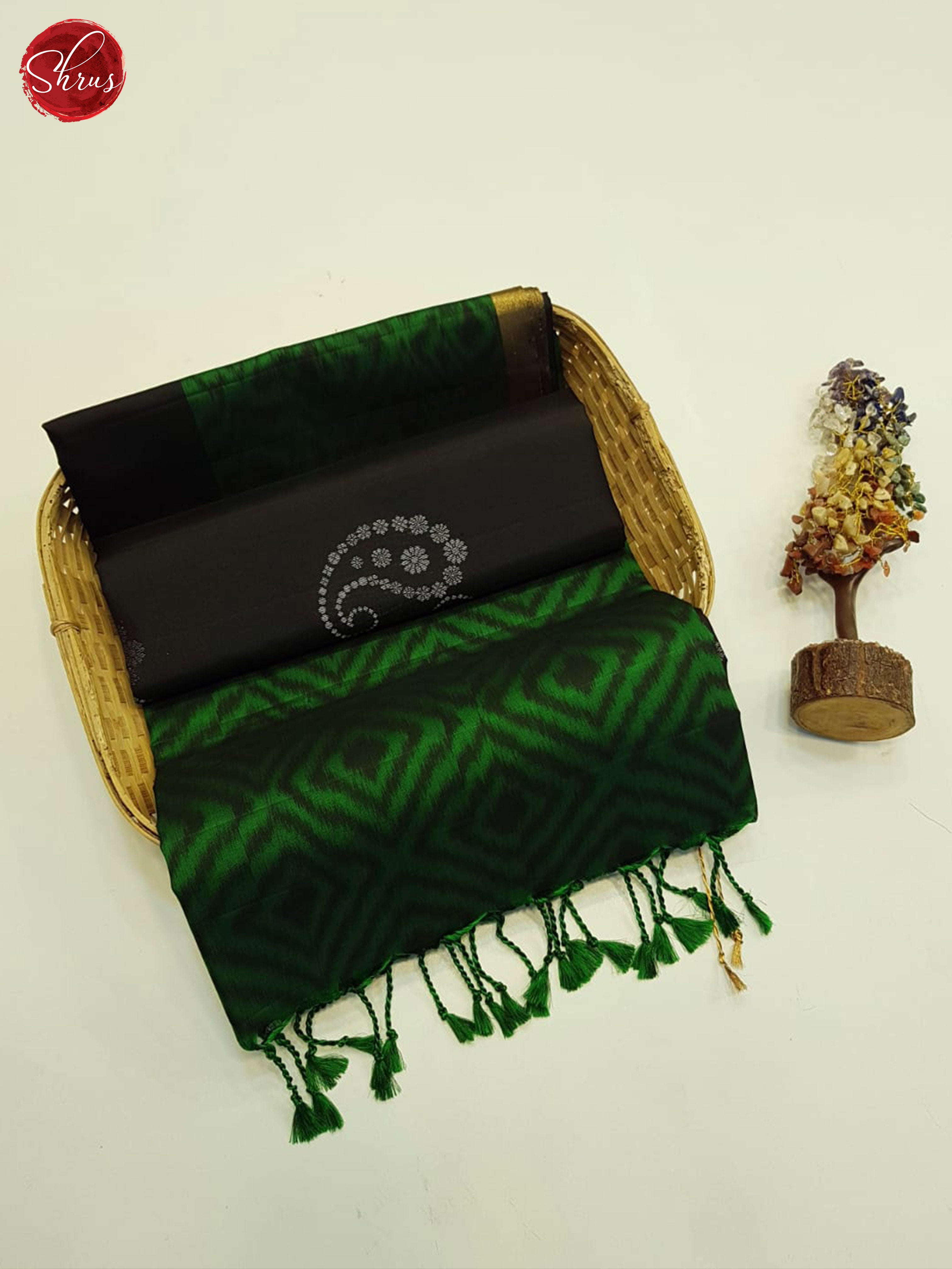 Black and green - Soft Silk Saree - Shop on ShrusEternity.com