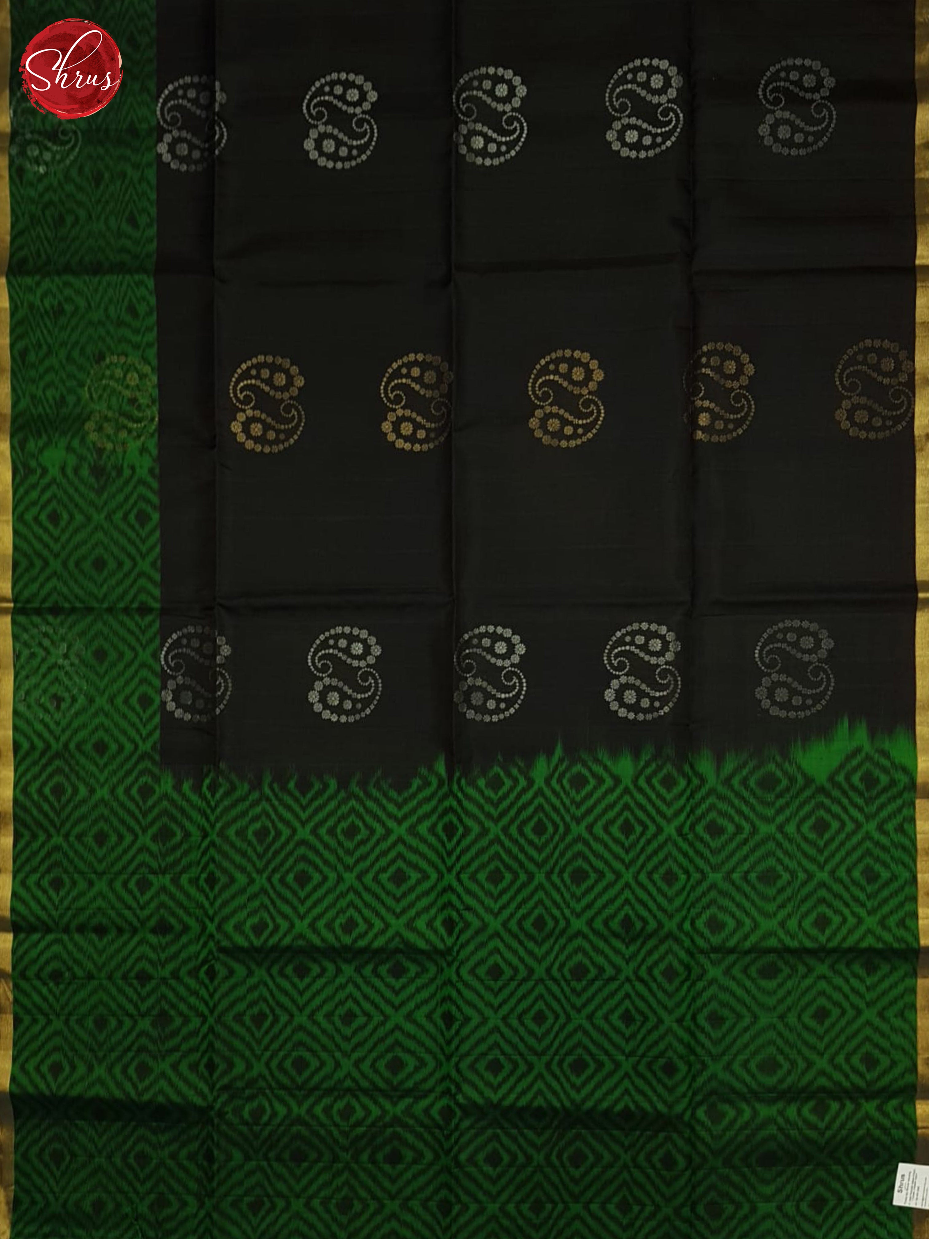 Black and green - Soft Silk Saree - Shop on ShrusEternity.com