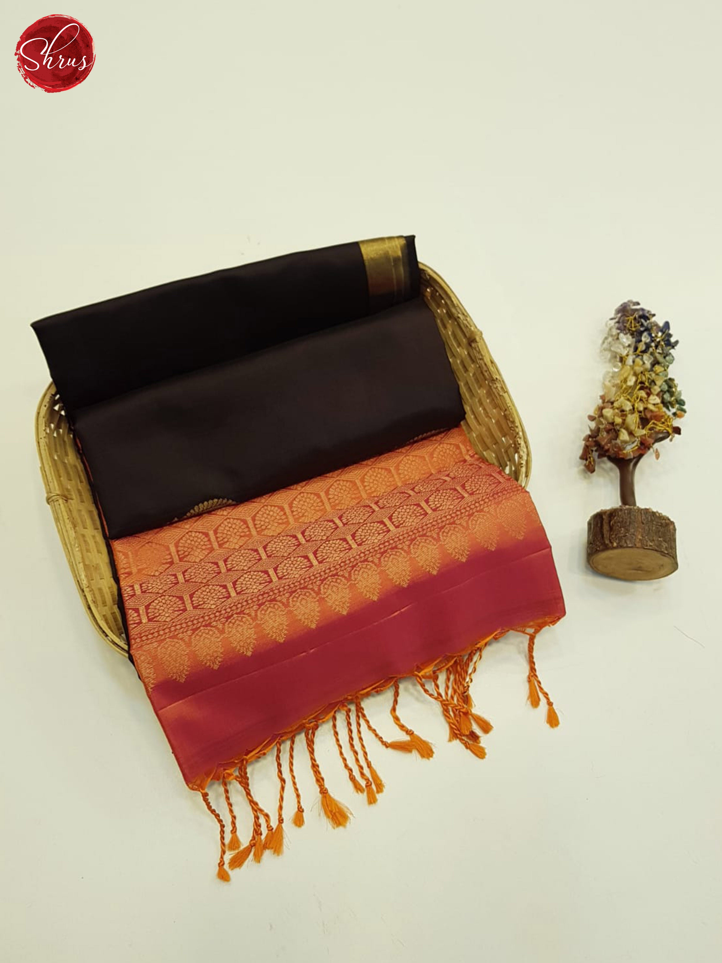 Brown and Orange- Soft Silk Saree - Shop on ShrusEternity.com