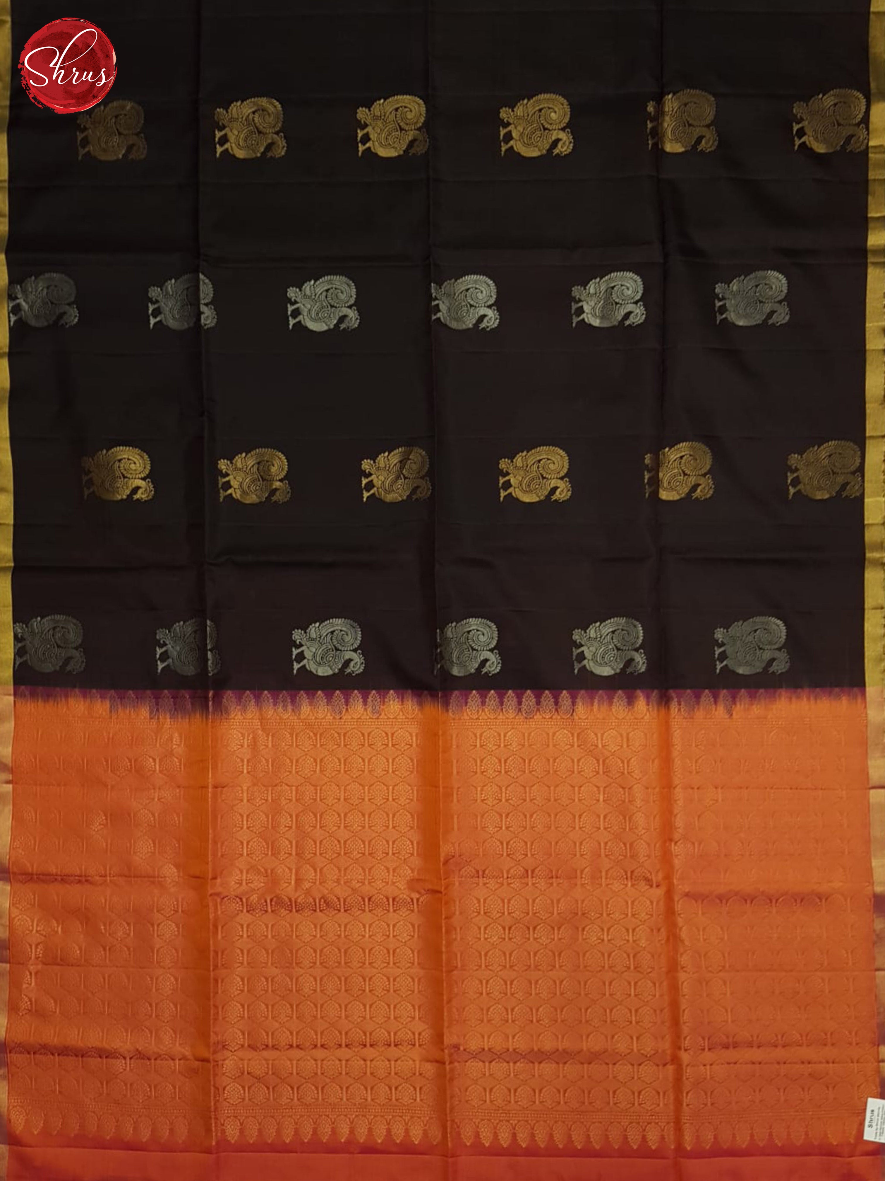 Brown and Orange- Soft Silk Saree - Shop on ShrusEternity.com