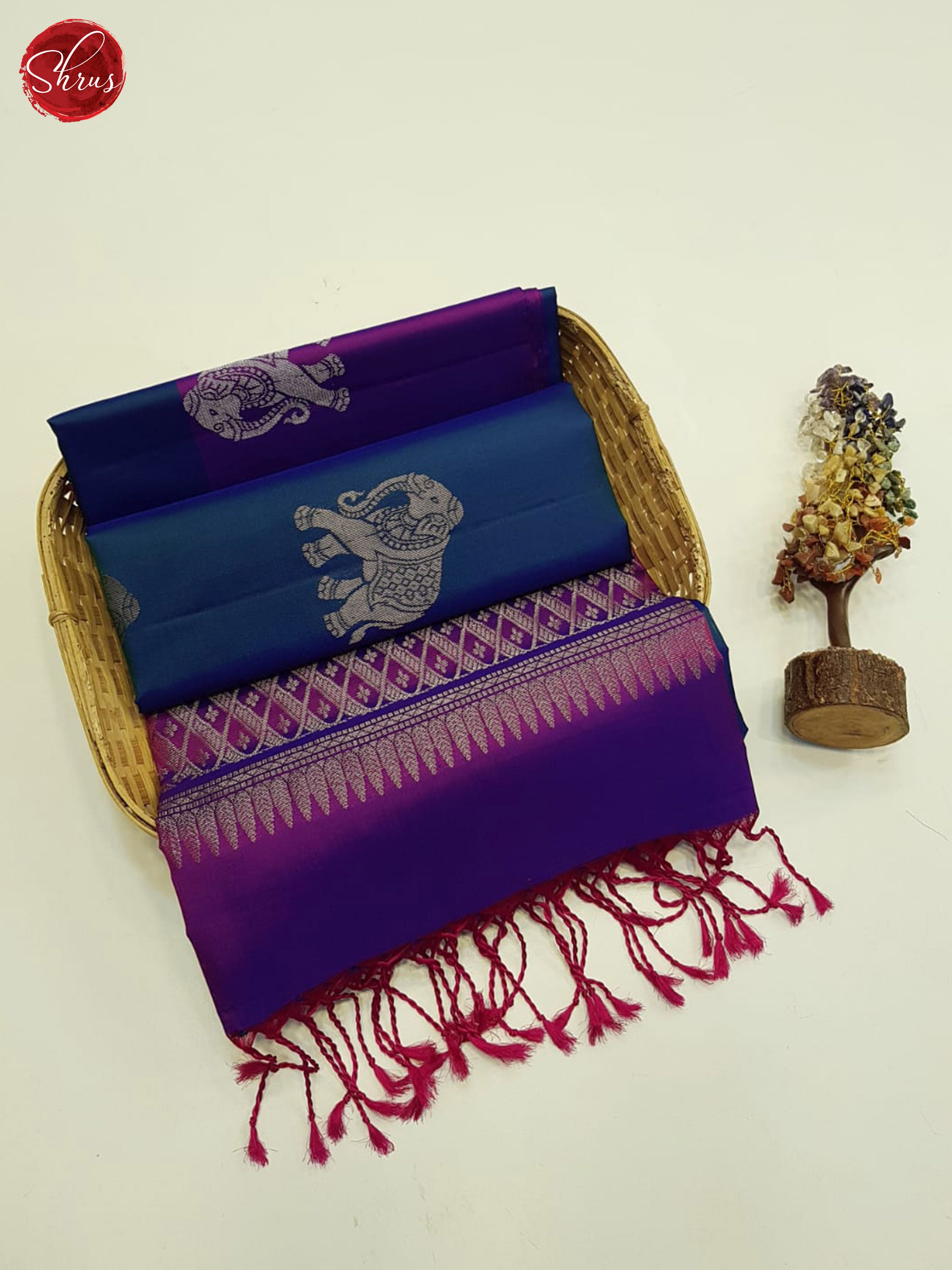 Blue and Purple - Soft Silk Saree - Shop on ShrusEternity.com