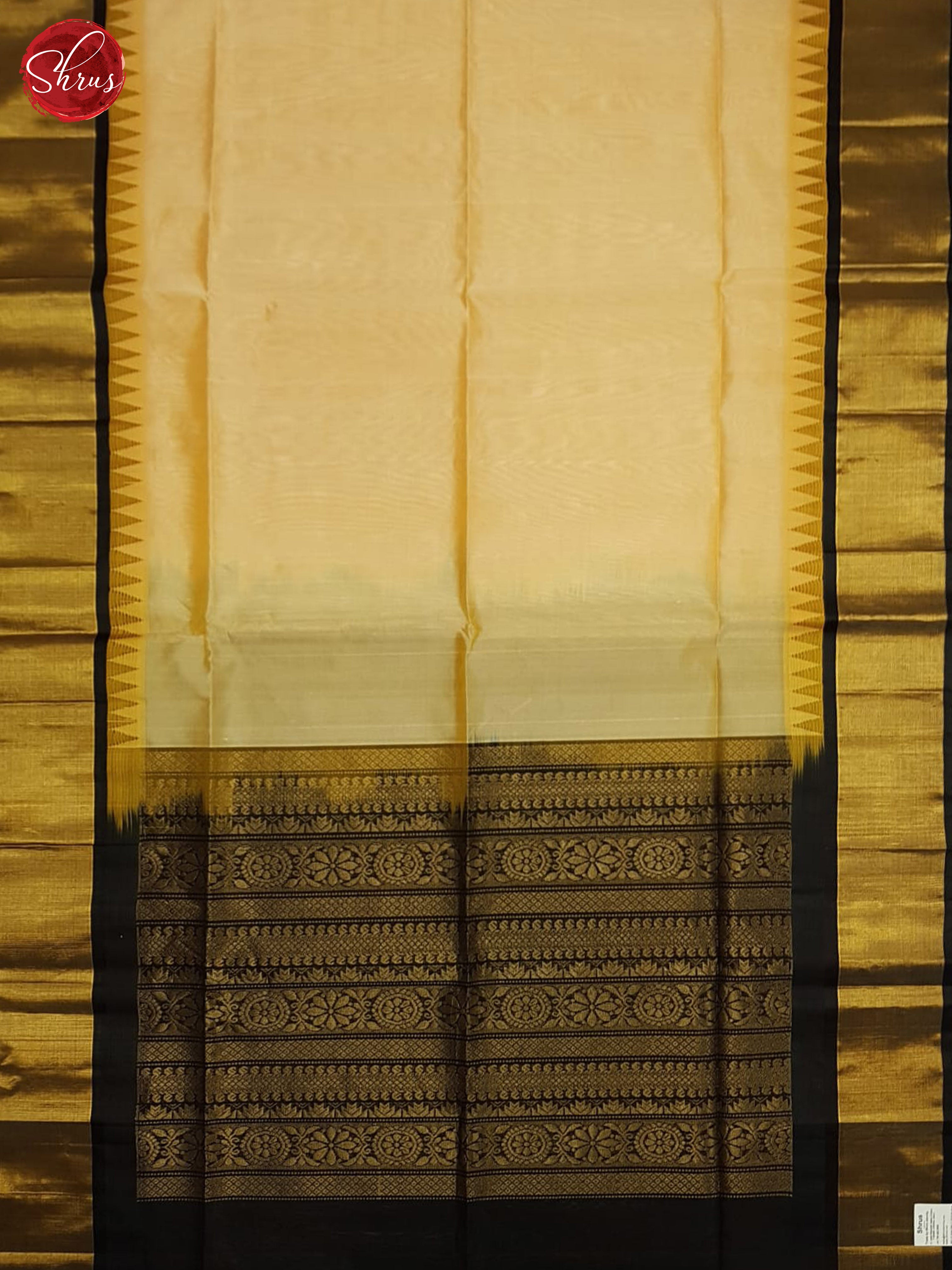 Beige and black - Silk Cotton Saree - Shop on ShrusEternity.com