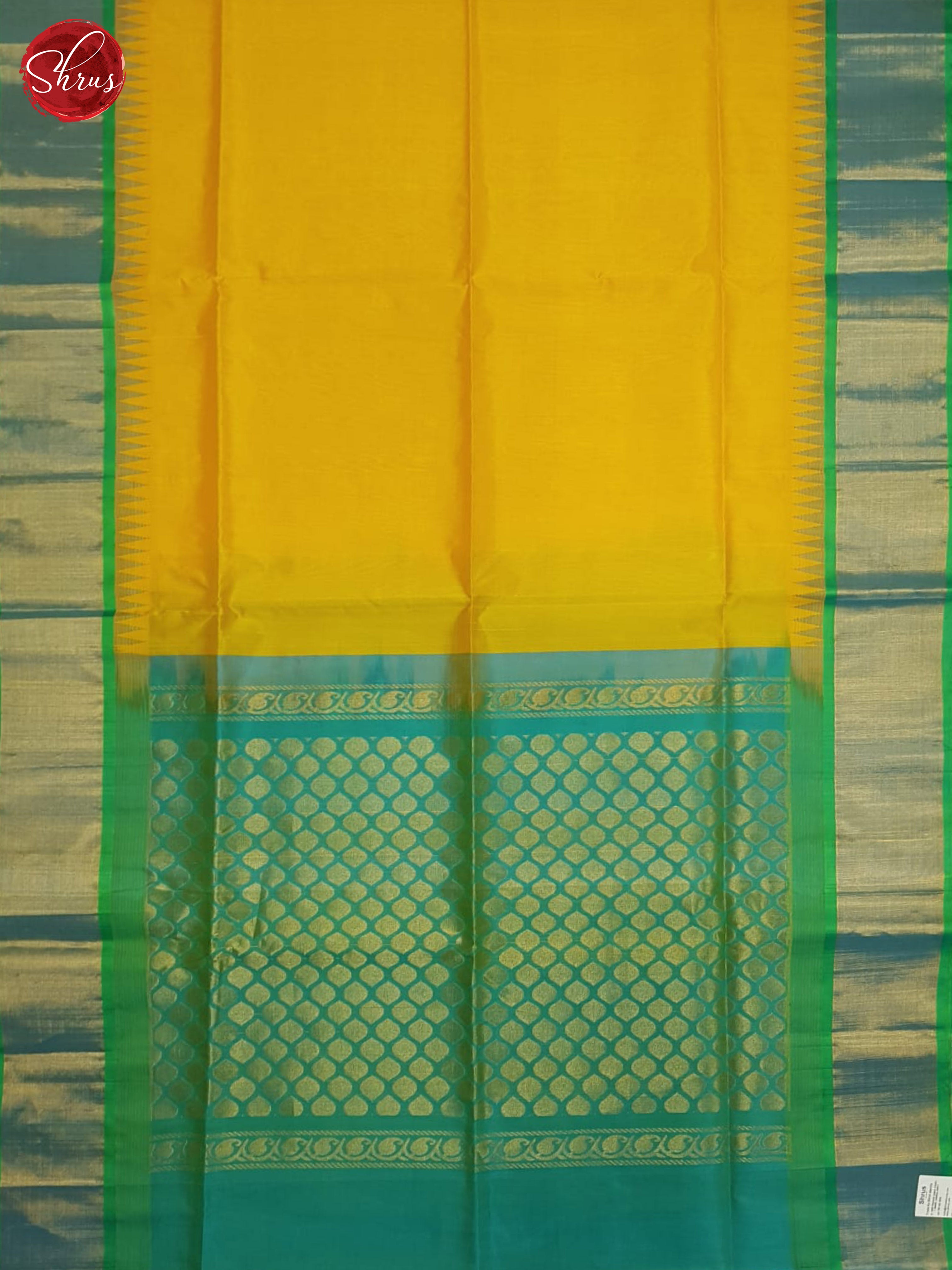 Yellow and green- Silk Cotton Saree - Shop on ShrusEternity.com