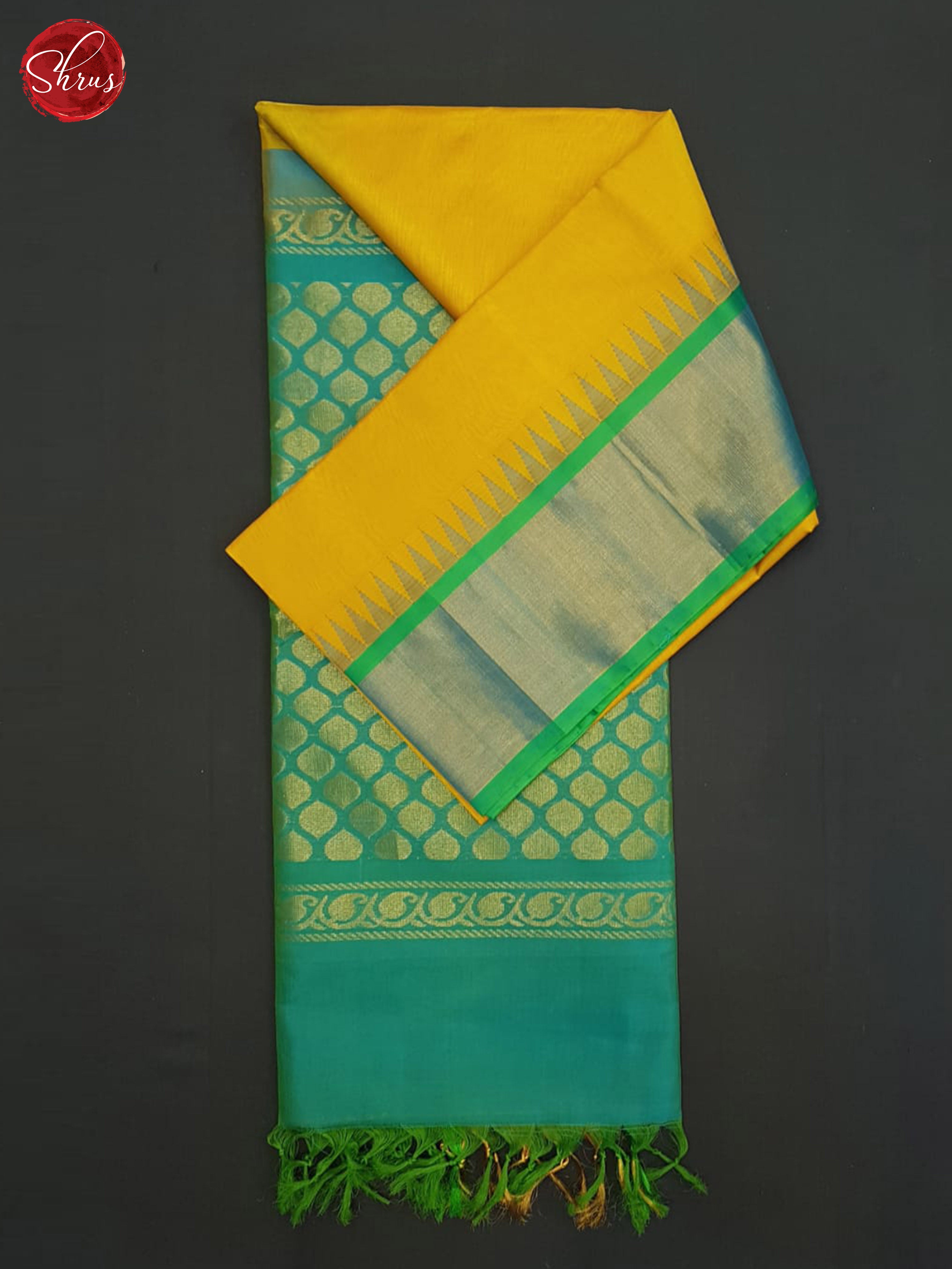 Yellow and green- Silk Cotton Saree - Shop on ShrusEternity.com