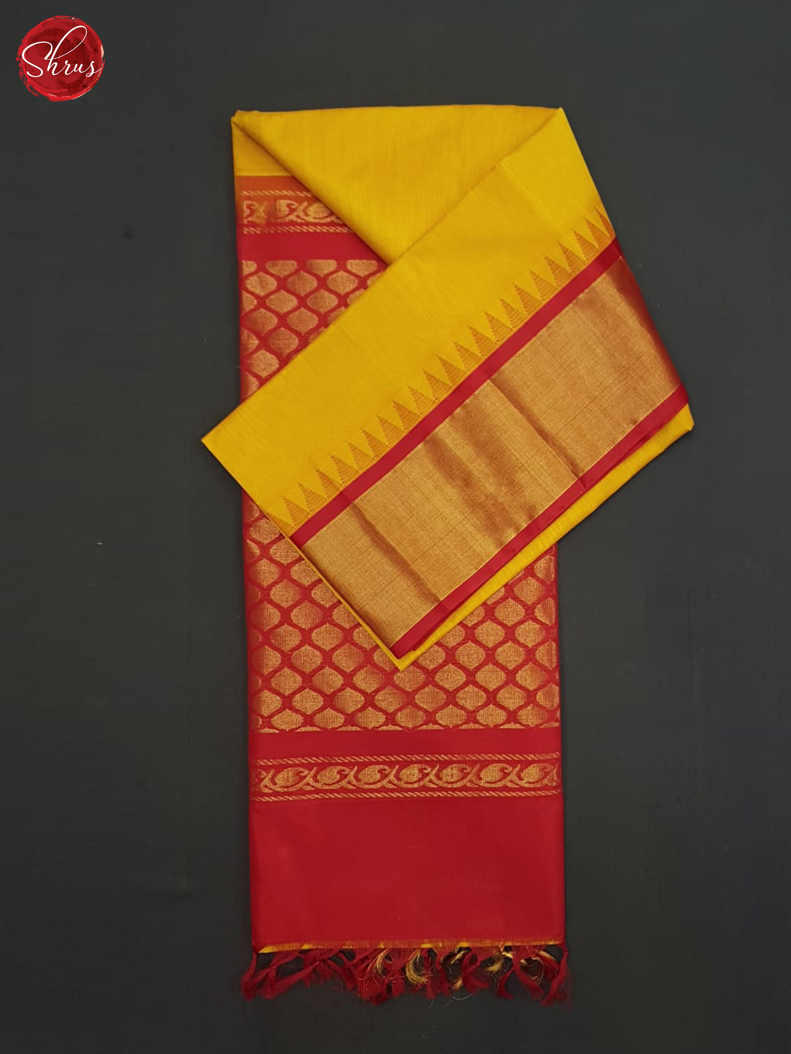 Yellow and  red- Silk Cotton Saree - Shop on ShrusEternity.com