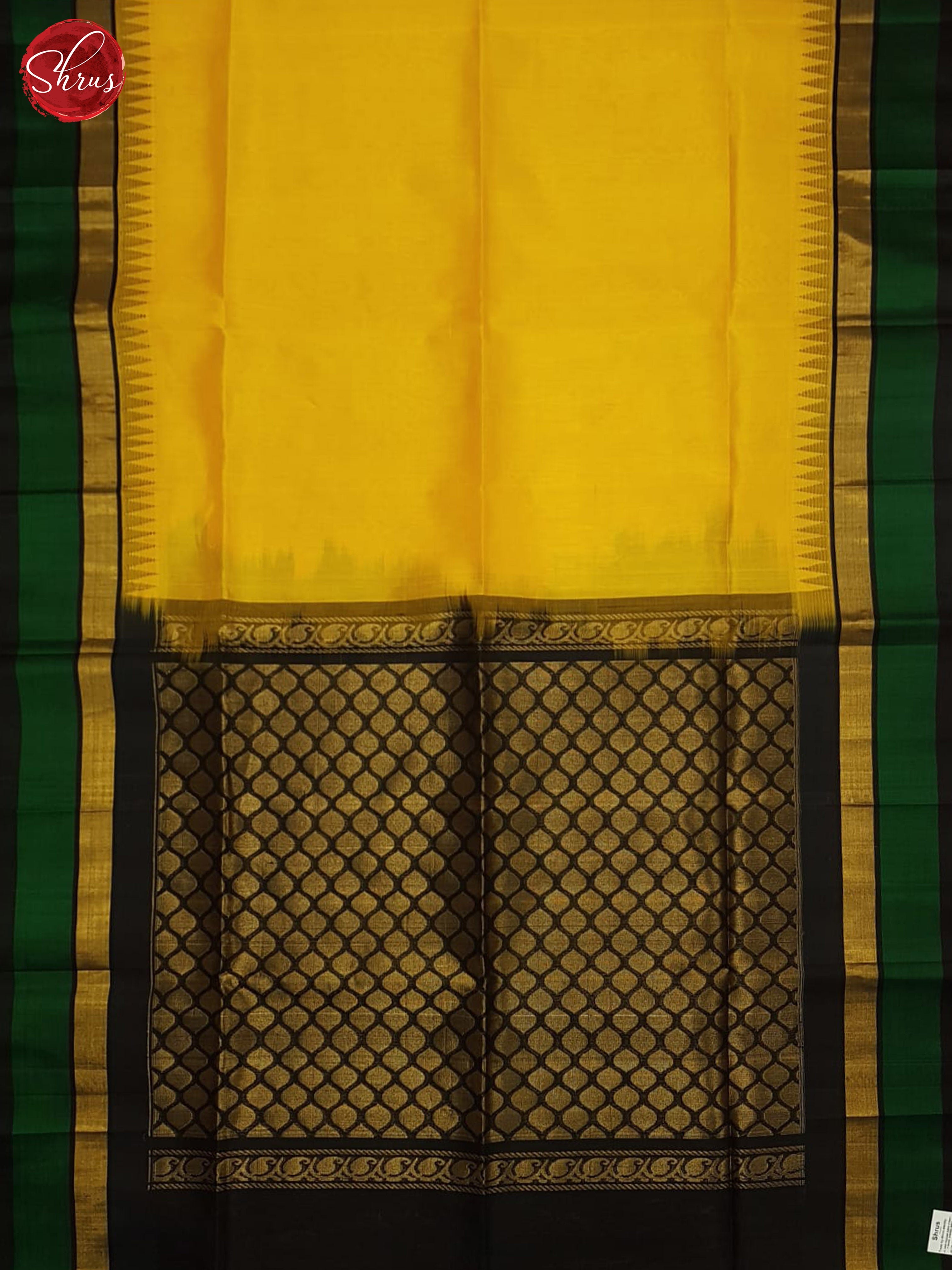 Yellow and Black - Silk Cotton Saree - Shop on ShrusEternity.com