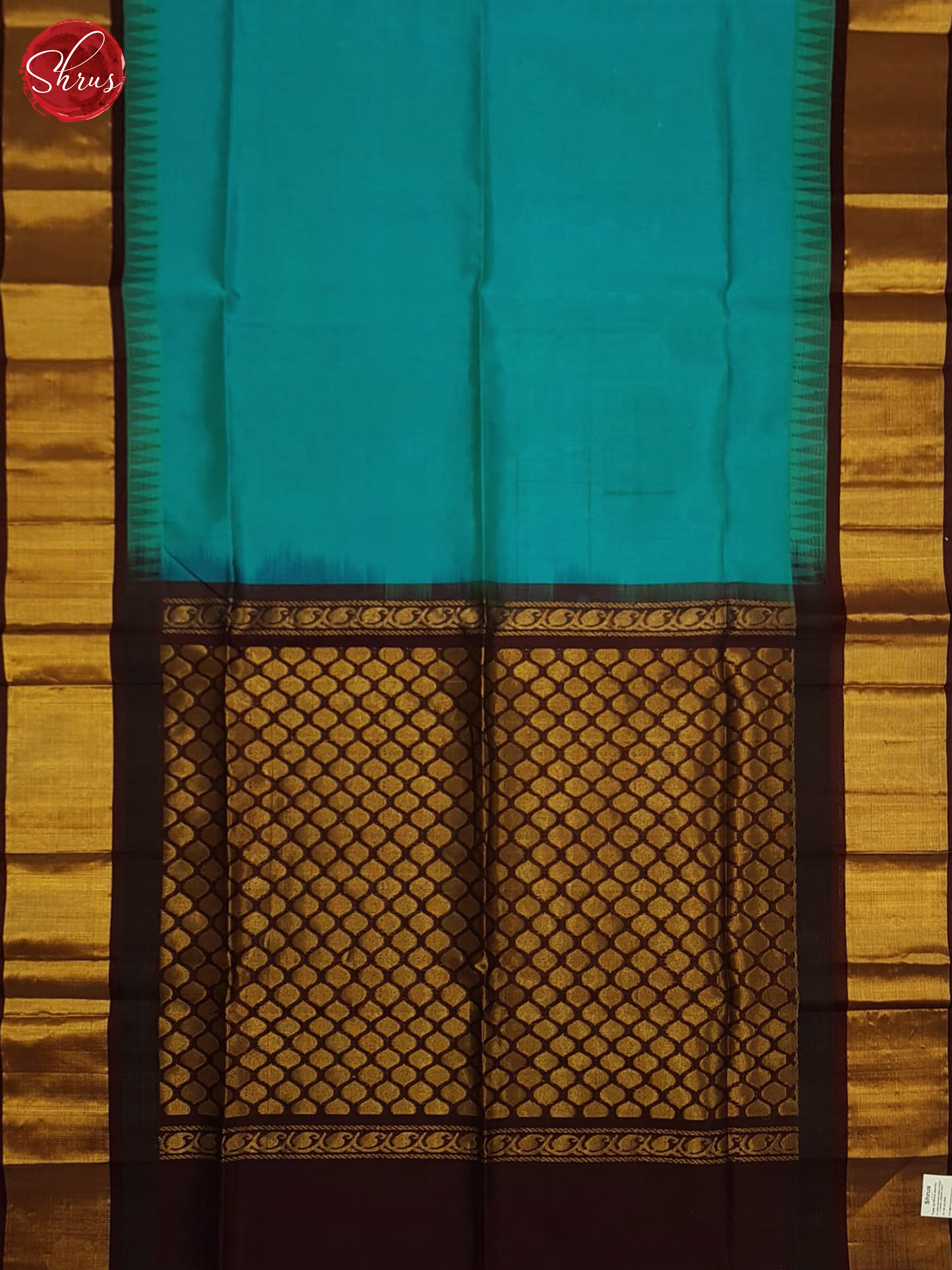 Blue and Brown - Silk Cotton Saree - Shop on ShrusEternity.com