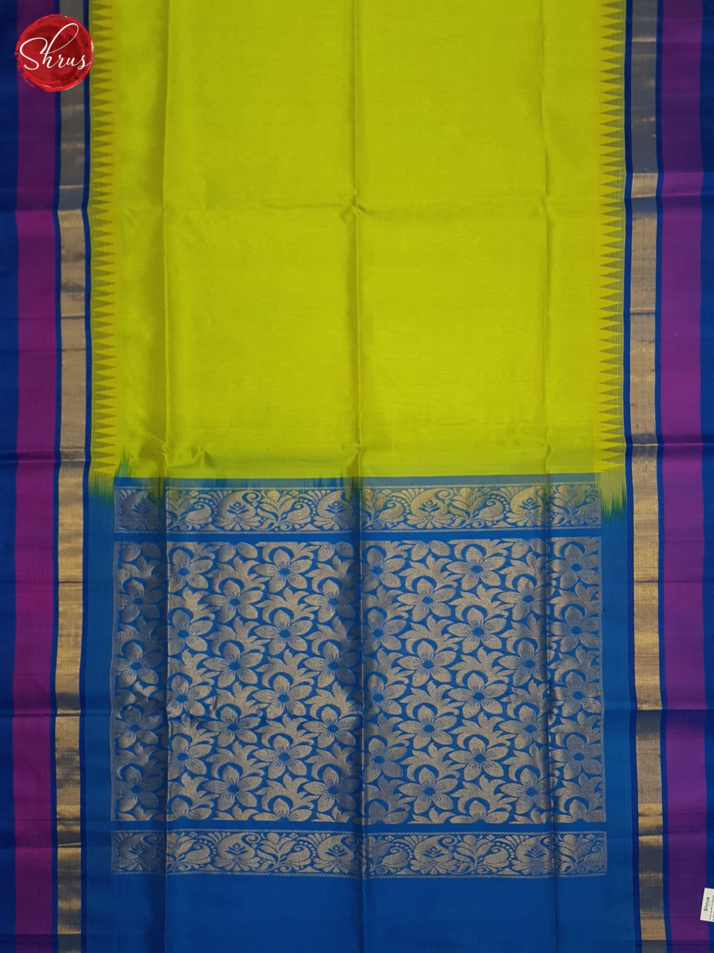 Green and Blue - Silk Cotton Saree - Shop on ShrusEternity.com