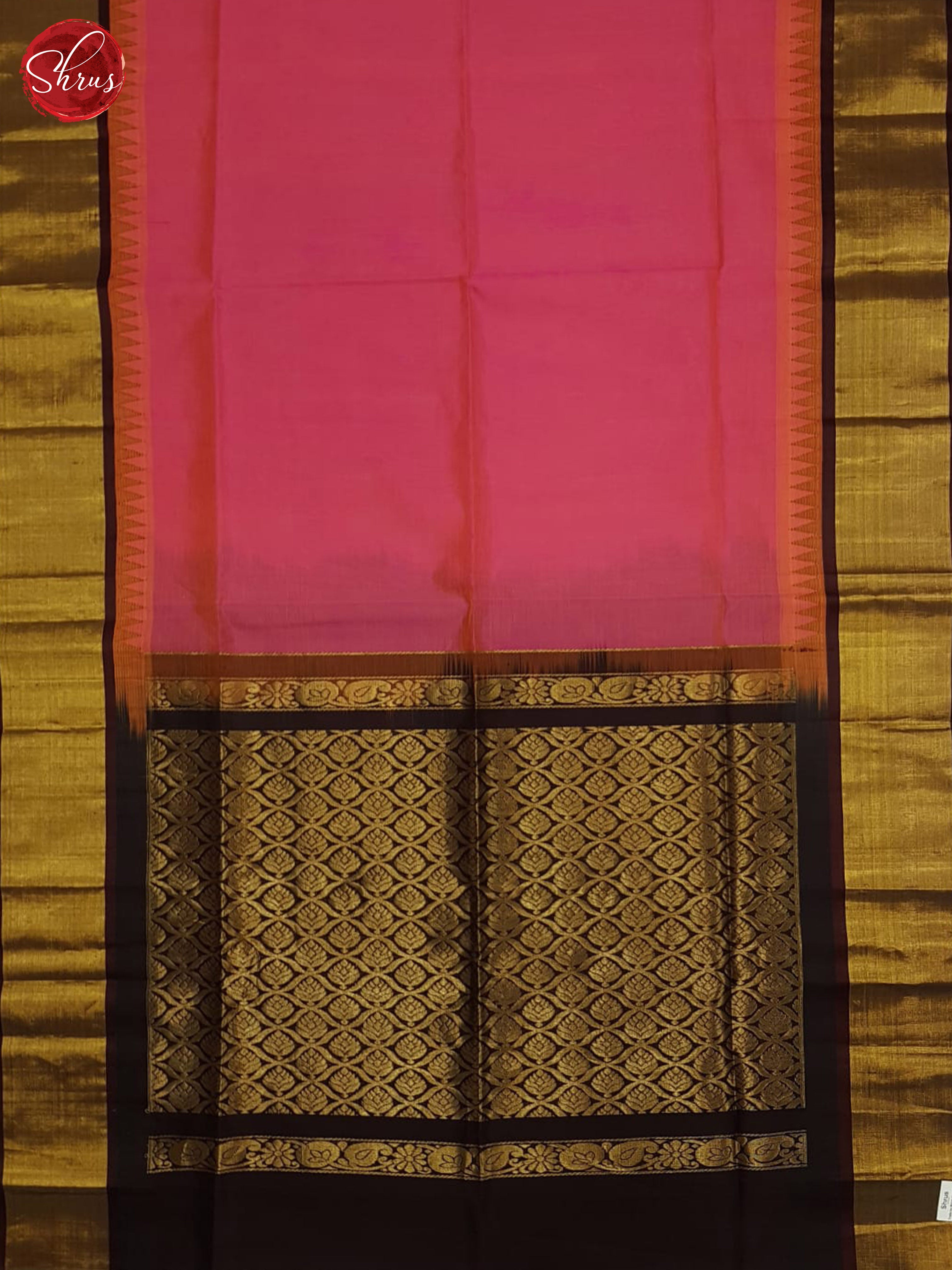 Pink and Brown- Silk Cotton Saree - Shop on ShrusEternity.com