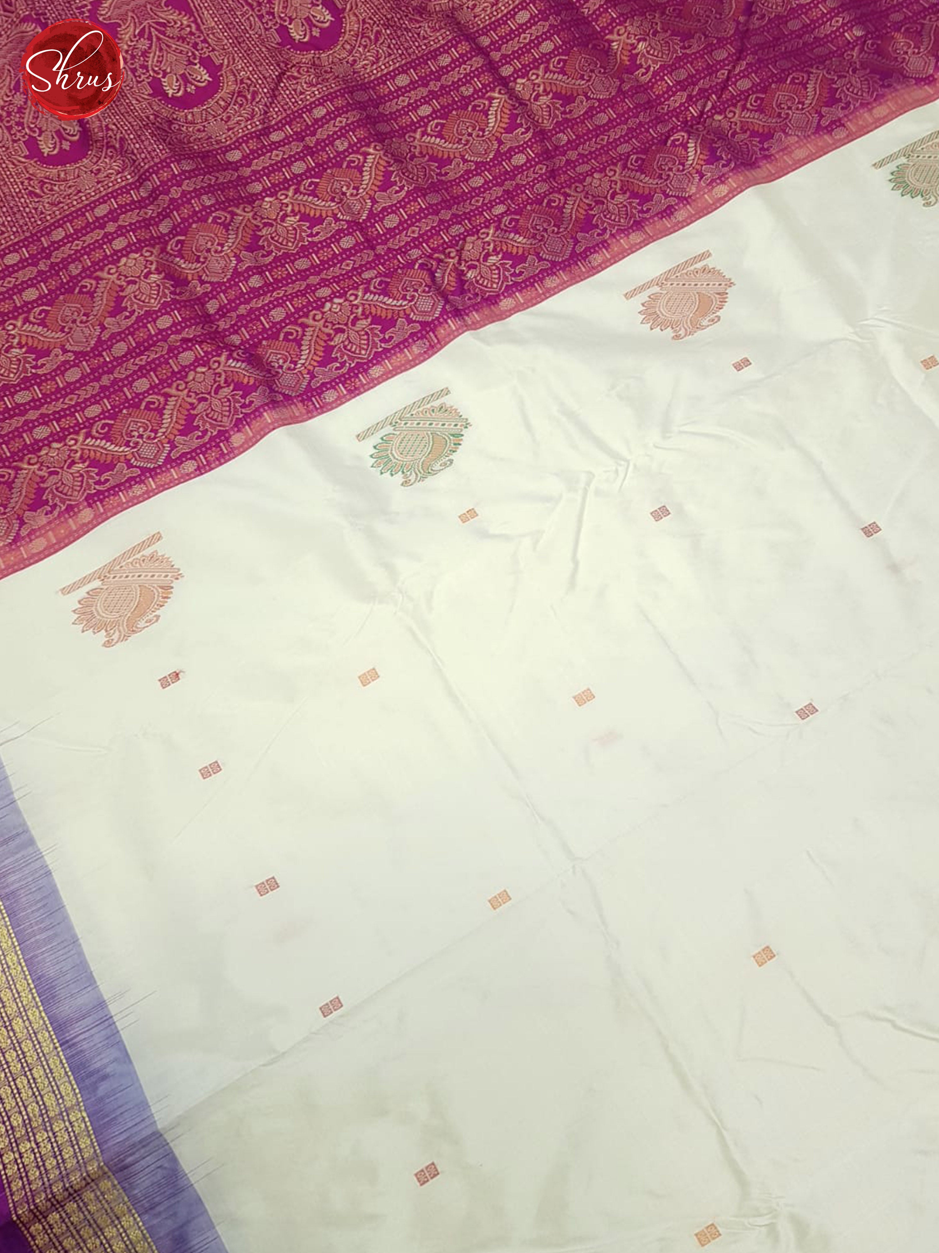 Cream and Pink -Odisha Sambalpuri silk saree - Shop on ShrusEternity.com