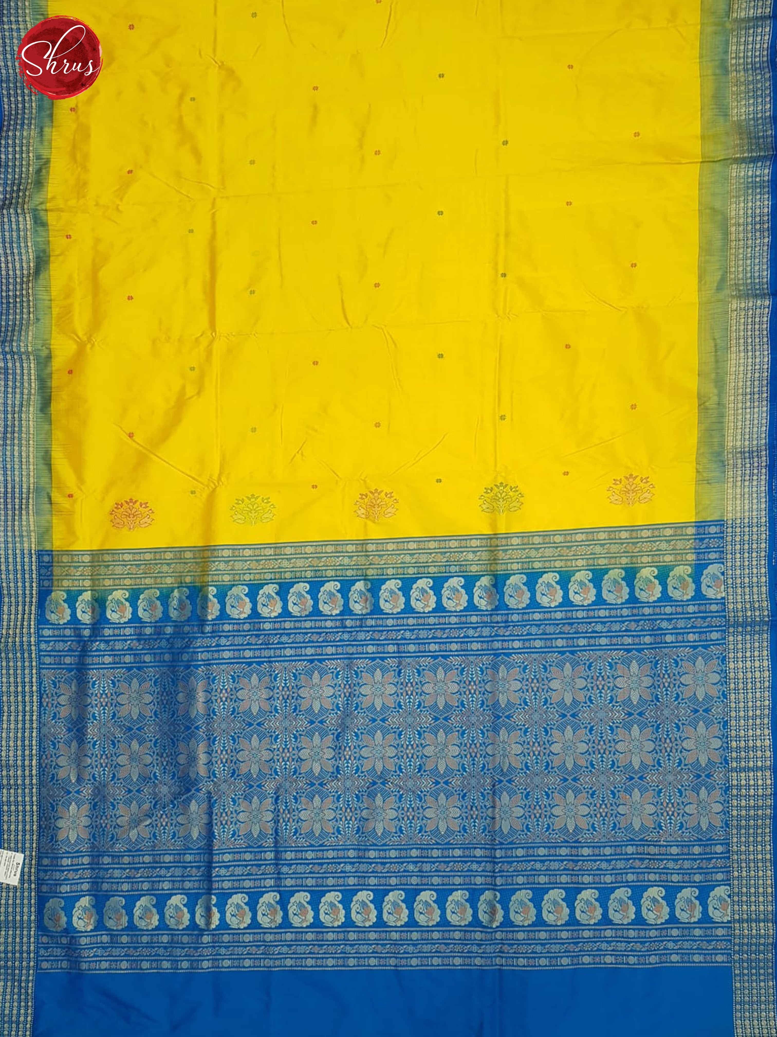 Yellow And Blue-Odisha Sambalpuri Silk saree - Shop on ShrusEternity.com