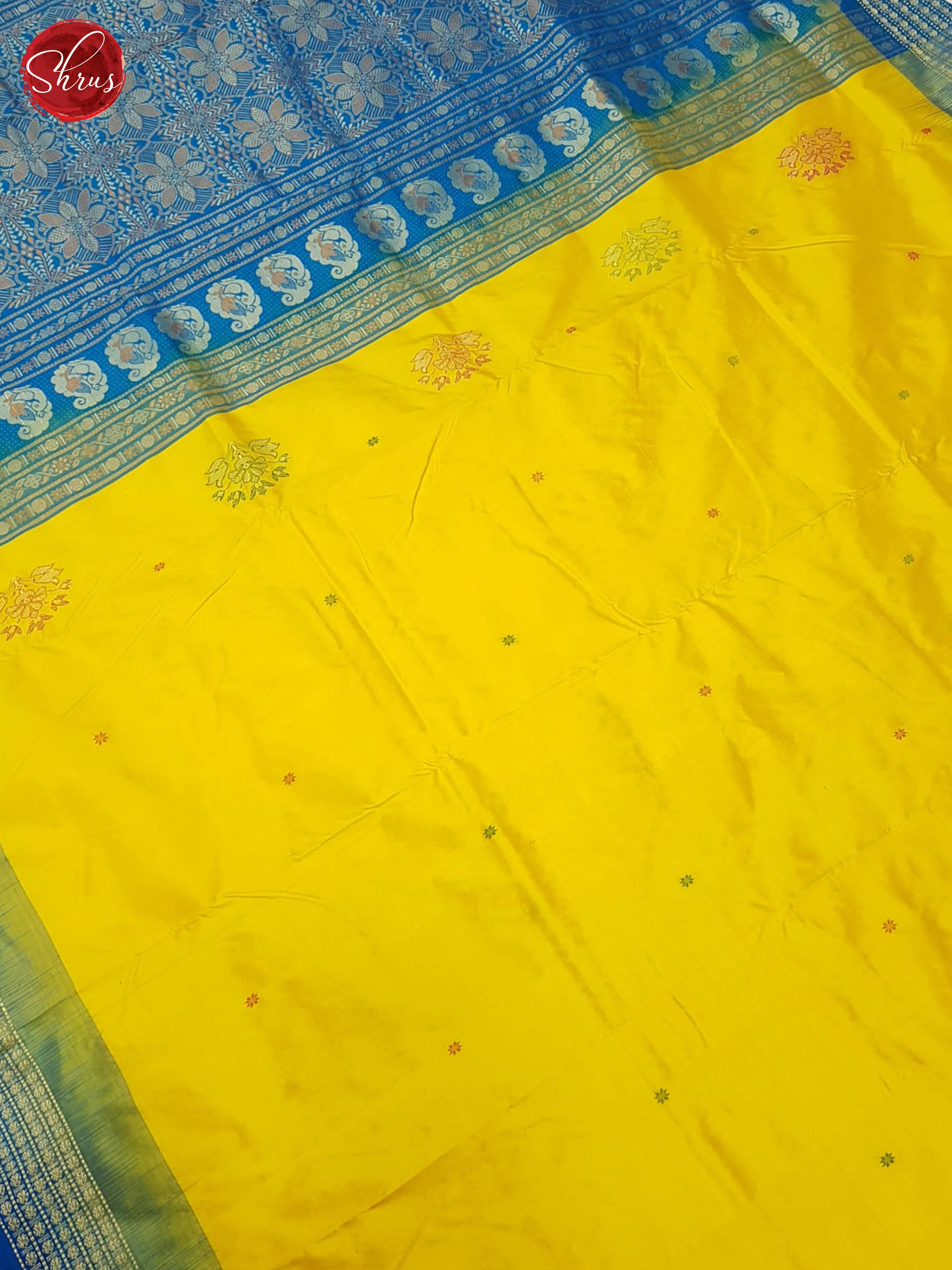 Yellow And Blue-Odisha Sambalpuri Silk saree - Shop on ShrusEternity.com