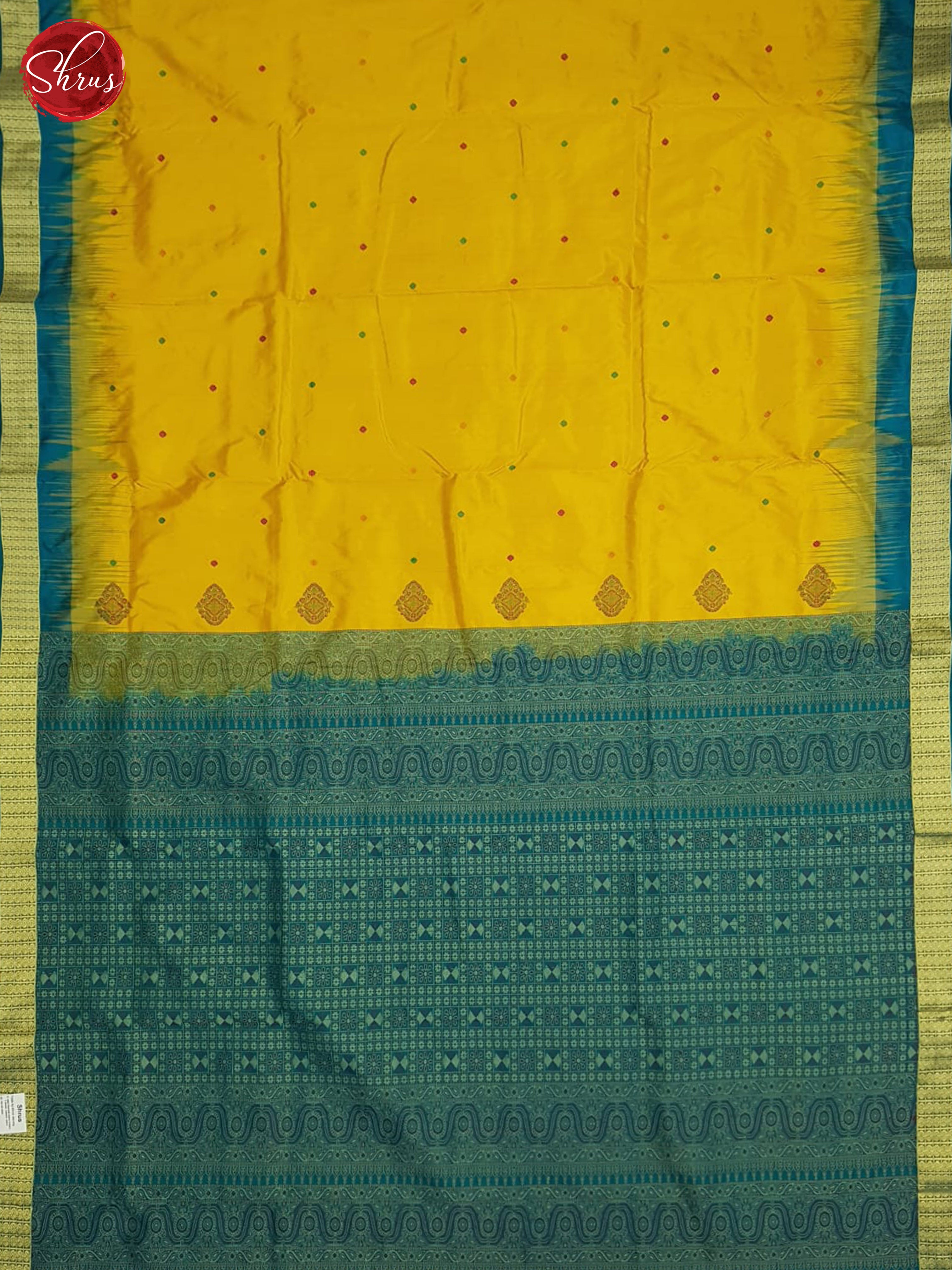 Yellow And Peacock Green-Odisha Sambalpuri Silk Saree - Shop on ShrusEternity.com