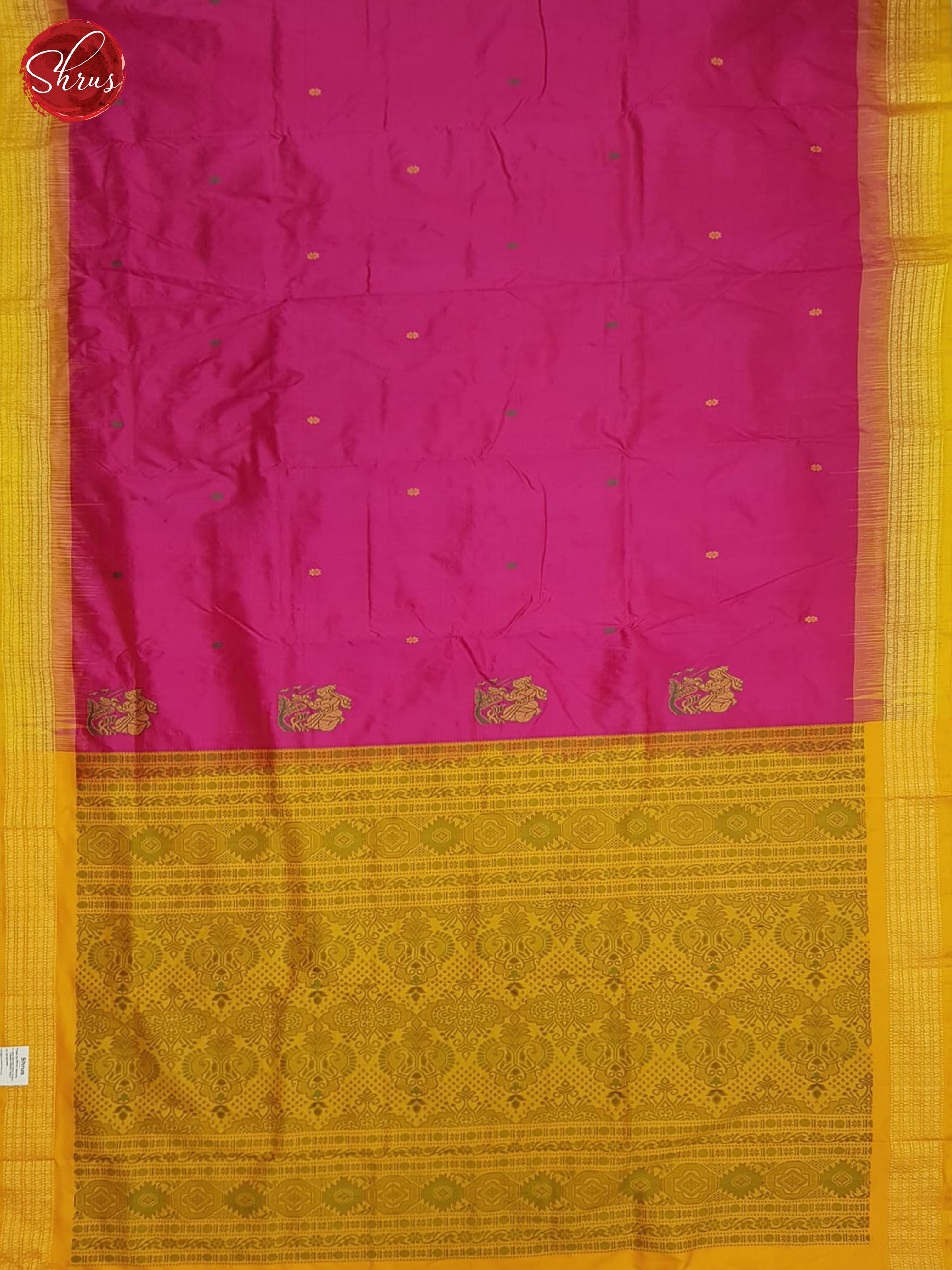 Pink And Yellow-Odisha Sambalpuri Silk saree - Shop on ShrusEternity.com