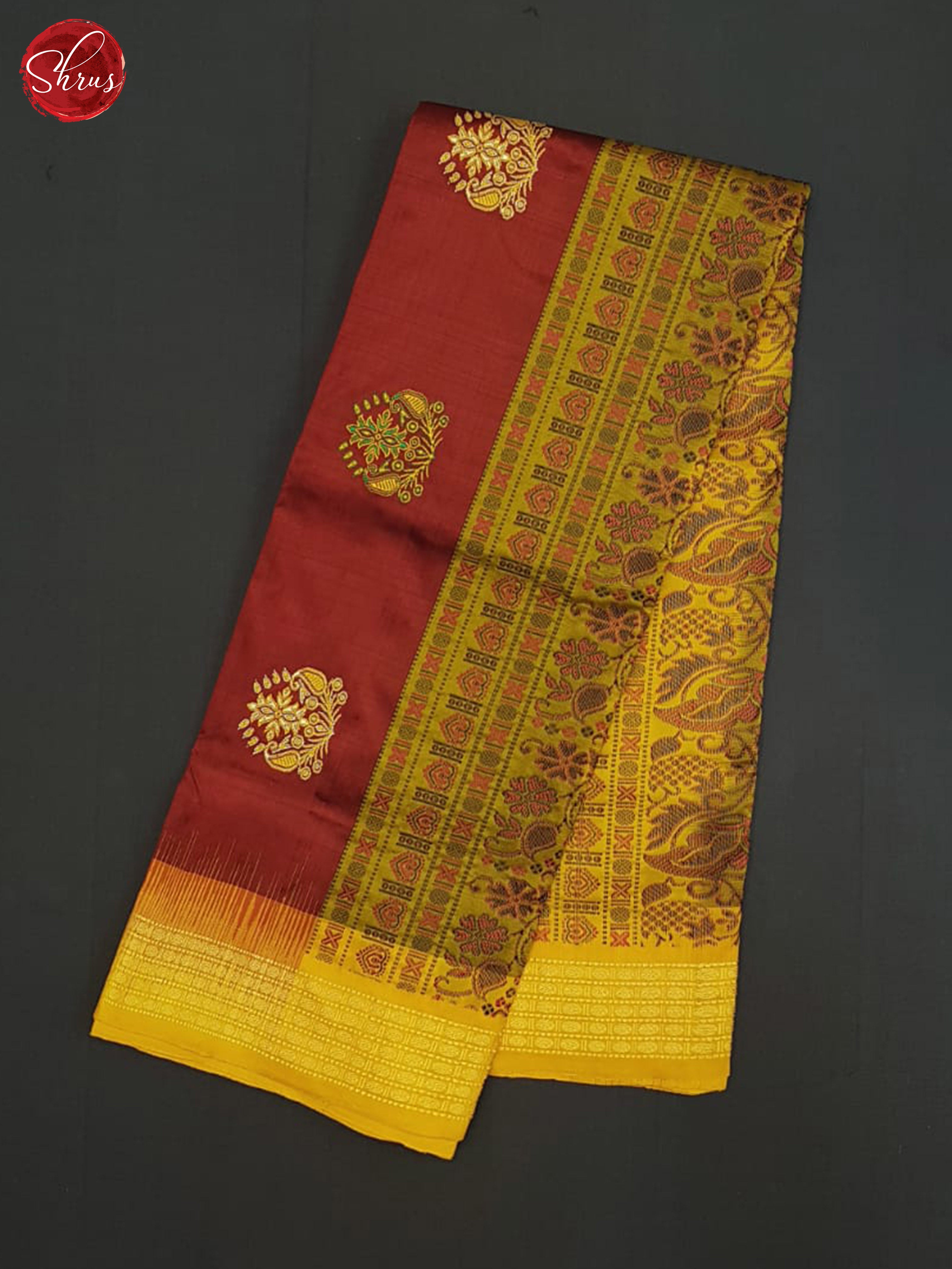 Arakku Maroon And Yellow-Odisha Sambalpuri sill saree - Shop on ShrusEternity.com