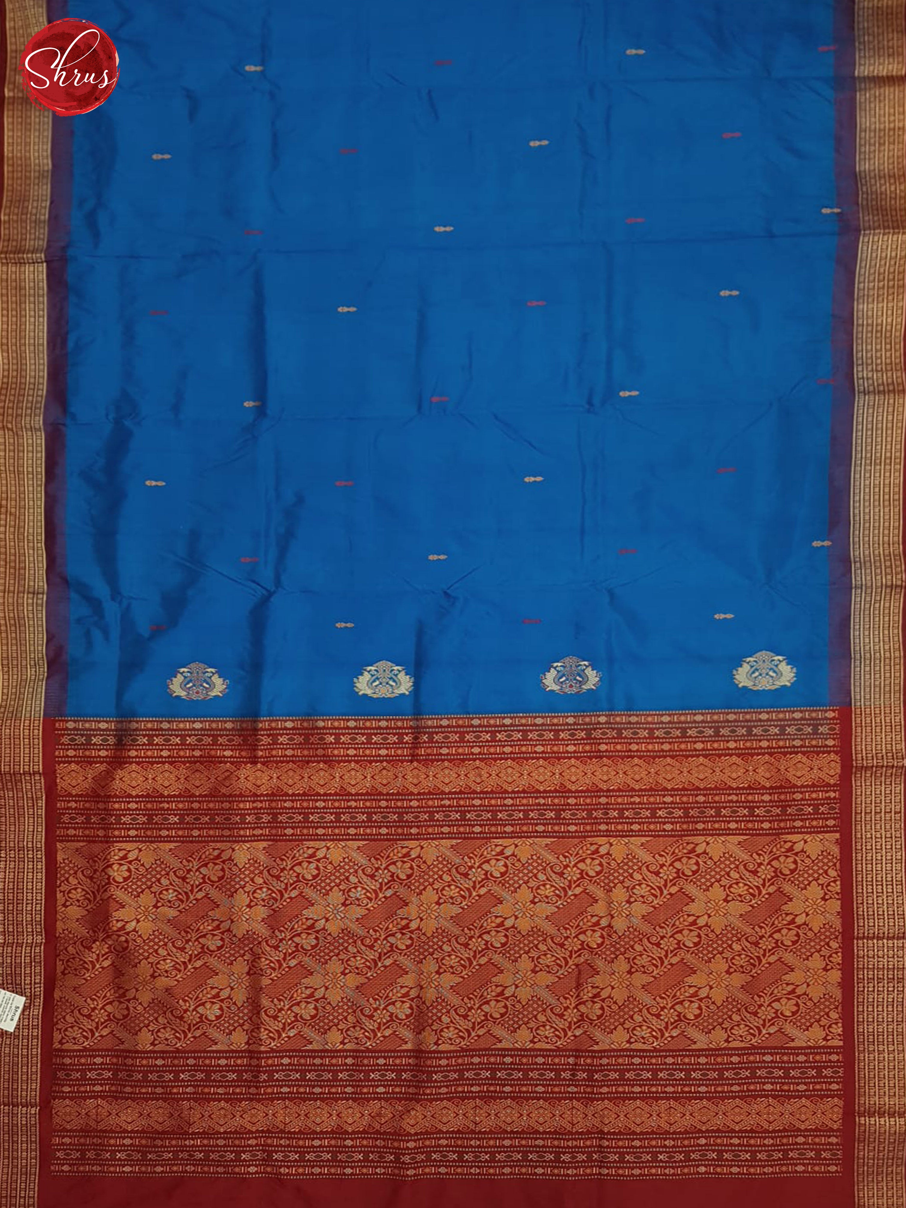 Blue And Maroon-Odisha Sambalpuri Silk saree - Shop on ShrusEternity.com