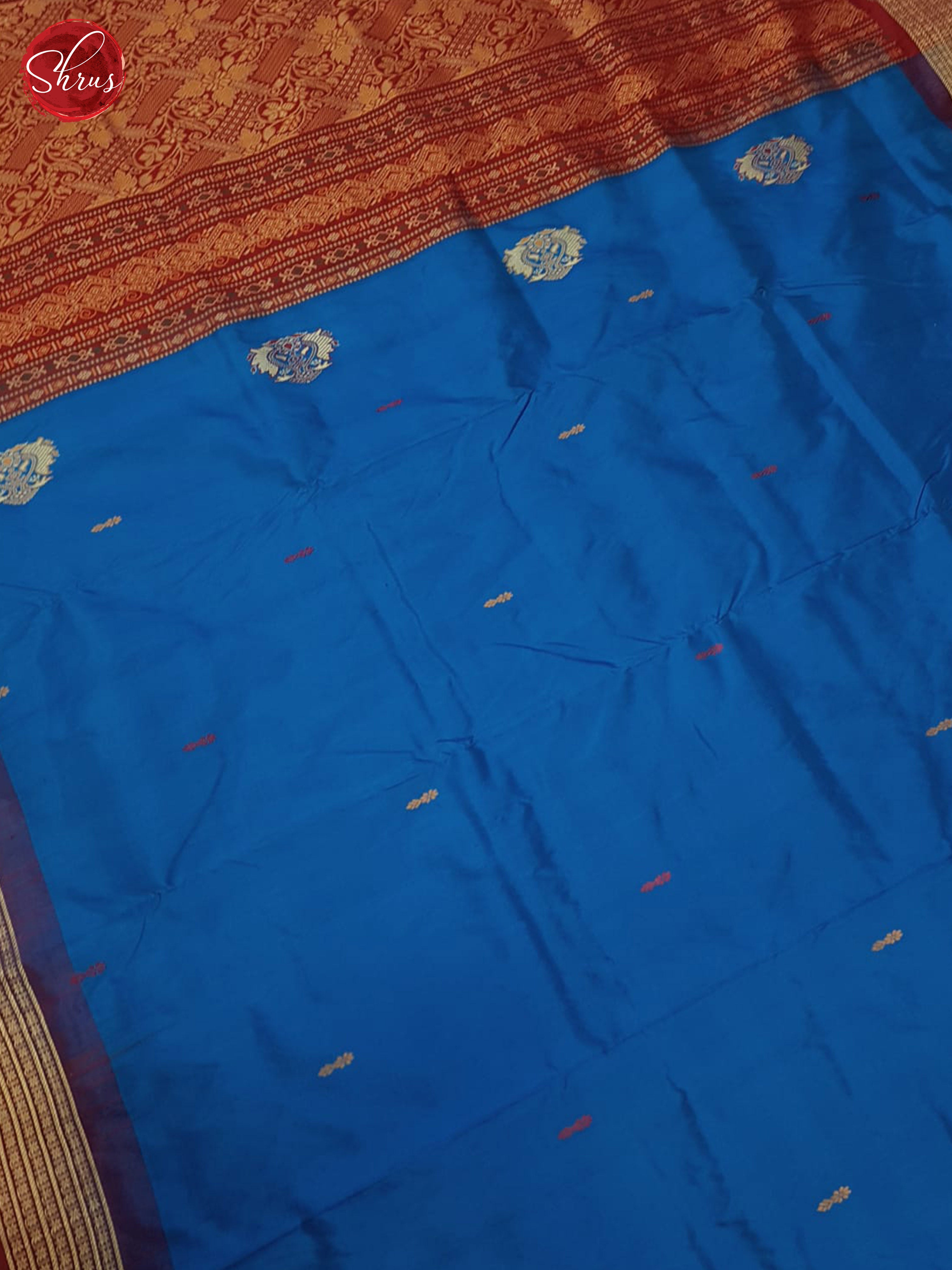 Blue And Maroon-Odisha Sambalpuri Silk saree - Shop on ShrusEternity.com