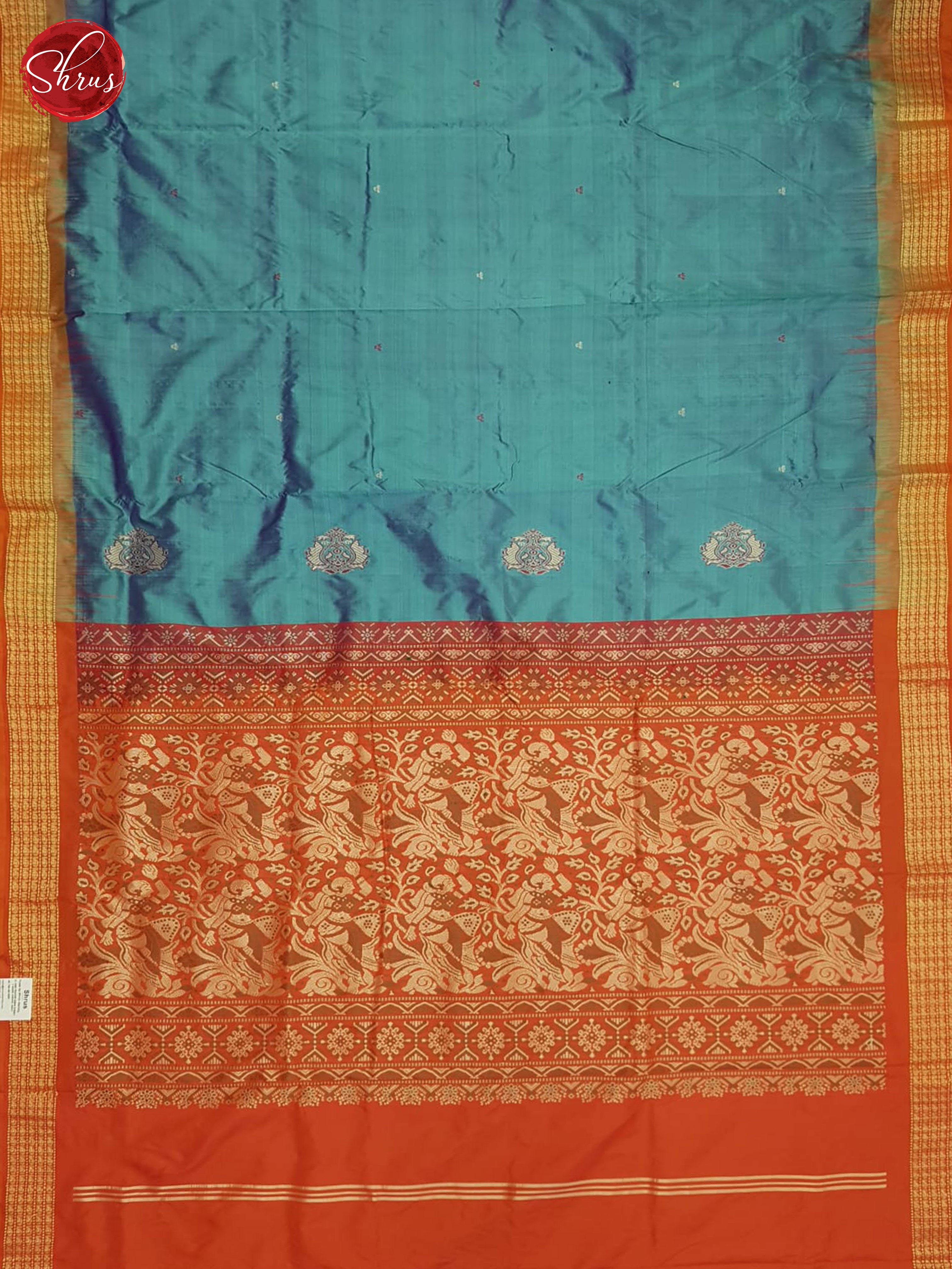 Blue And Orange-Odisha Sambalpuri Silk  Saree - Shop on ShrusEternity.com