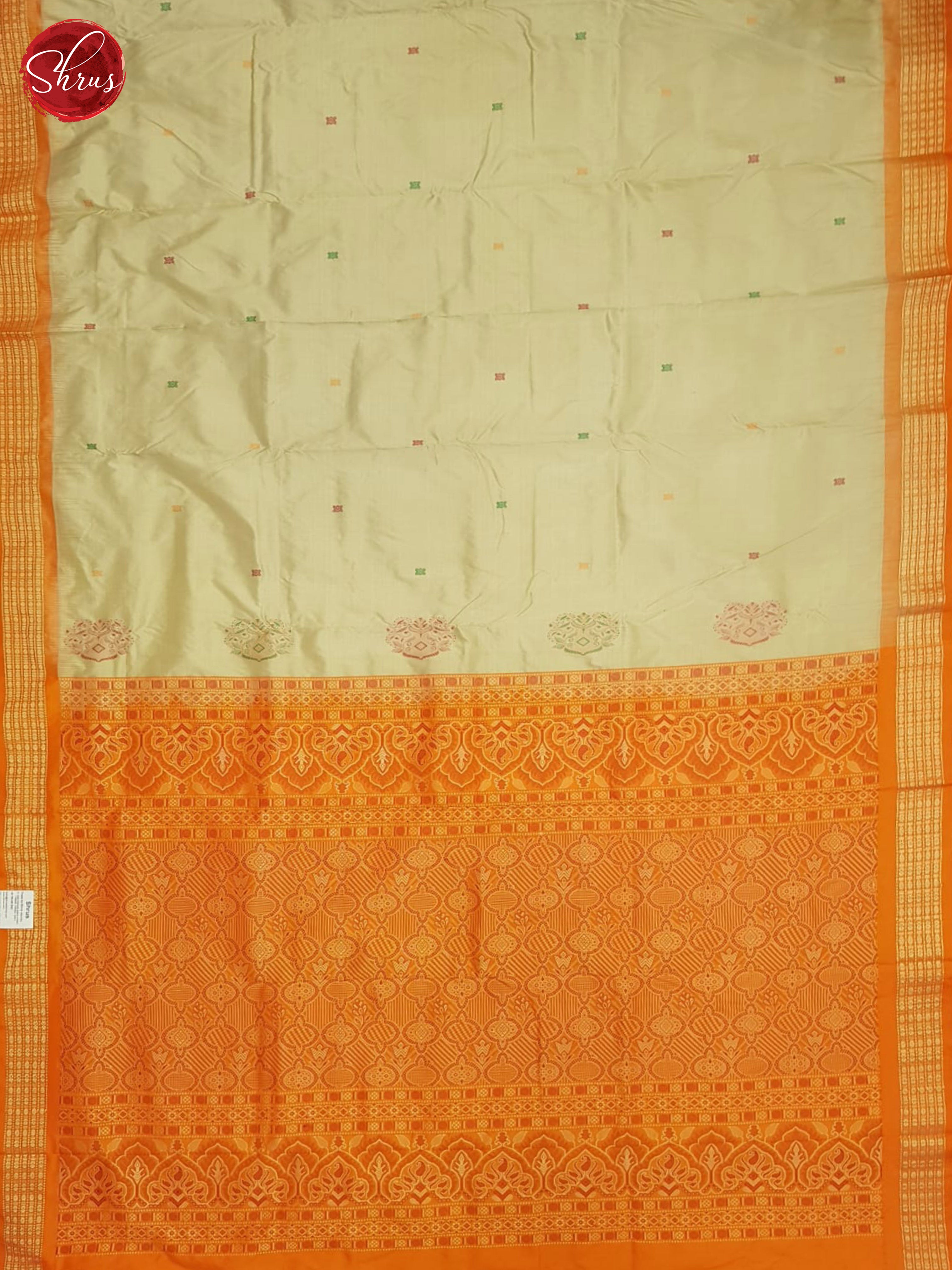 Double Shaded Beige Grey And Orange-Odisha sambalpuri Silk saree - Shop on ShrusEternity.com