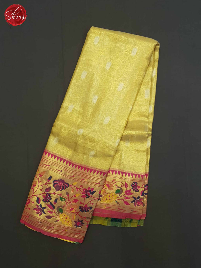Gold And Pink - Semi Tissue Saree - Shop on ShrusEternity.com