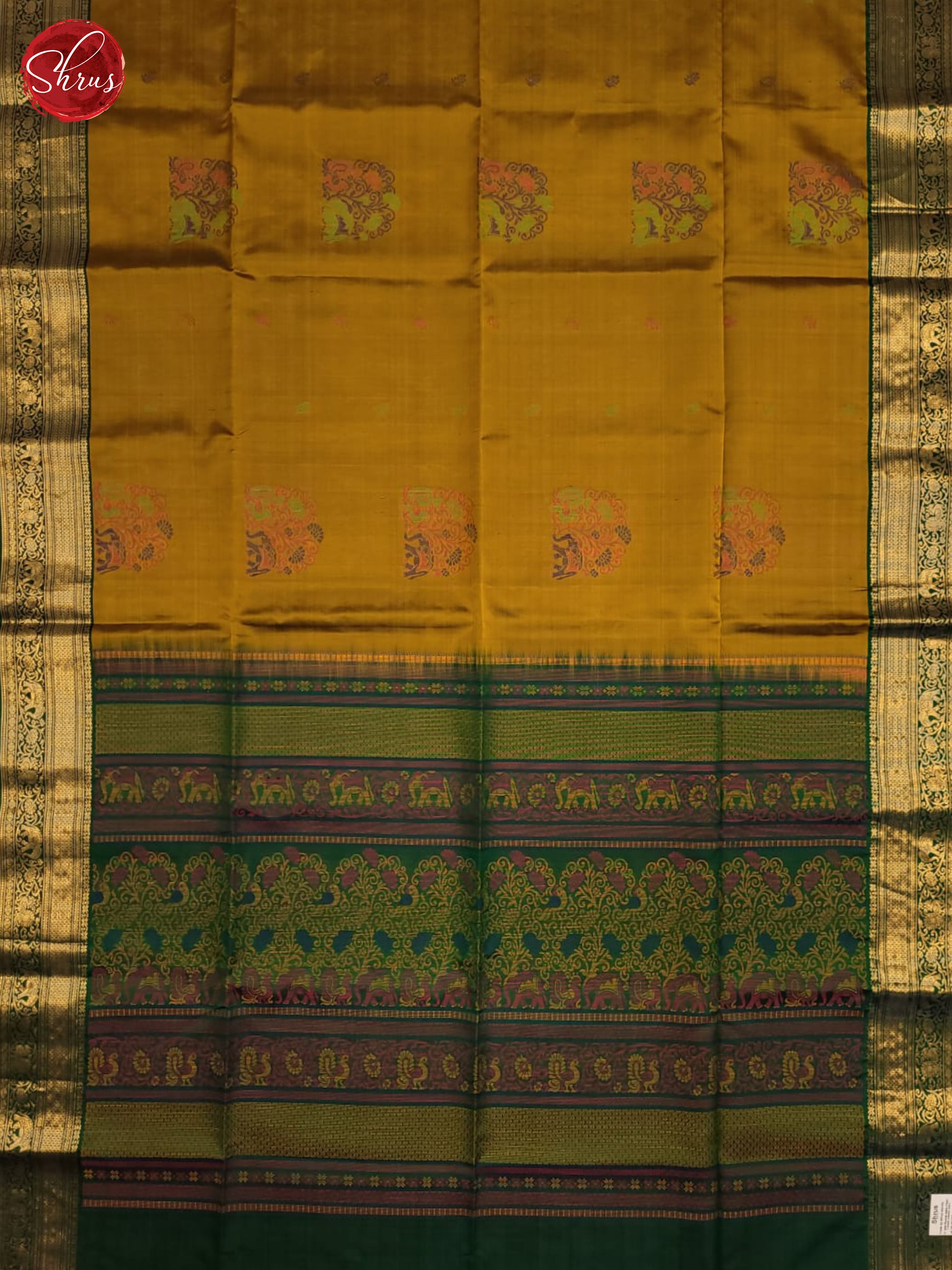 Mustard and Green- Soft Silk Saree - Shop on ShrusEternity.com