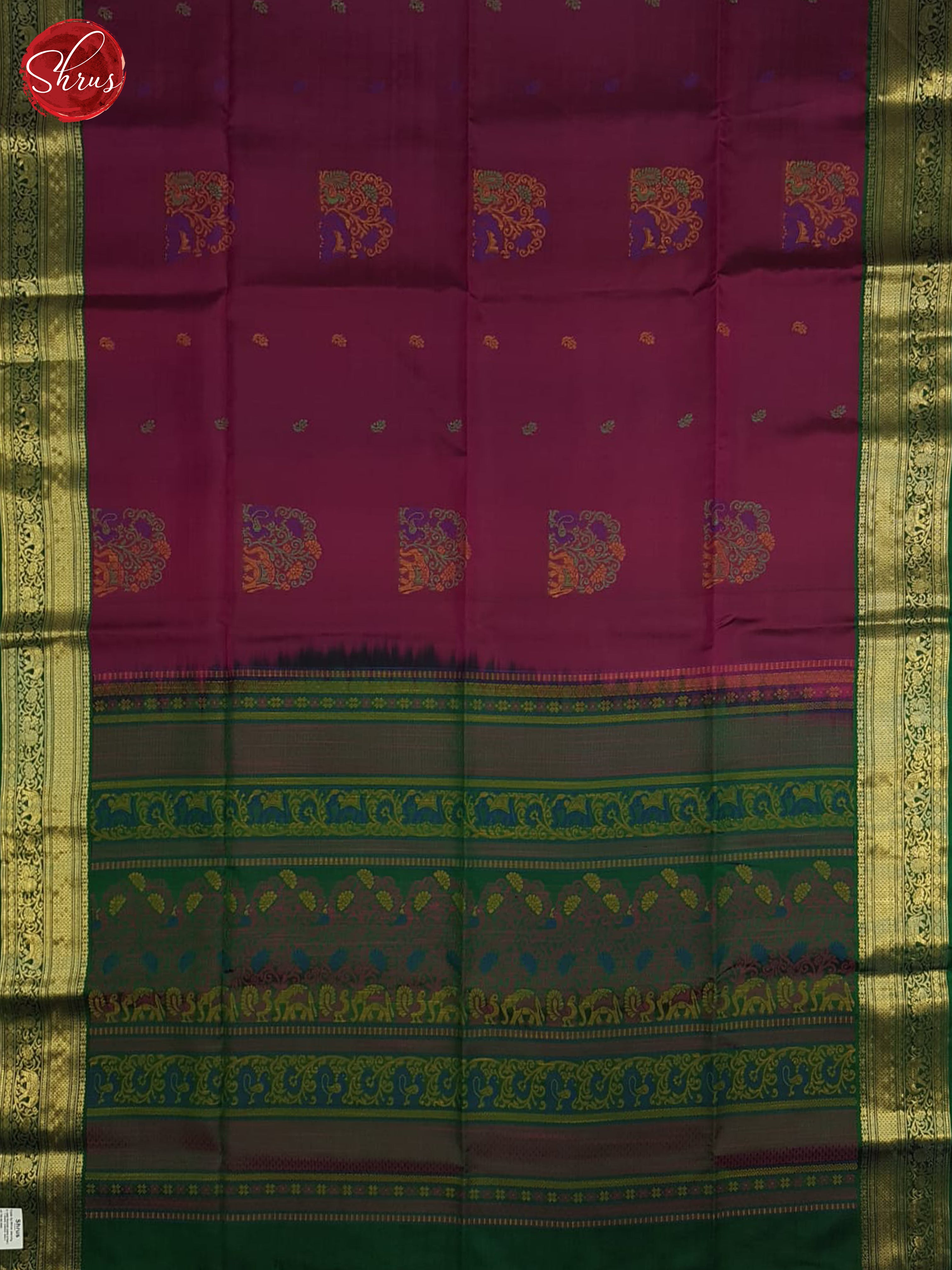 Wine And Green-Soft Silk Saree - Shop on ShrusEternity.com