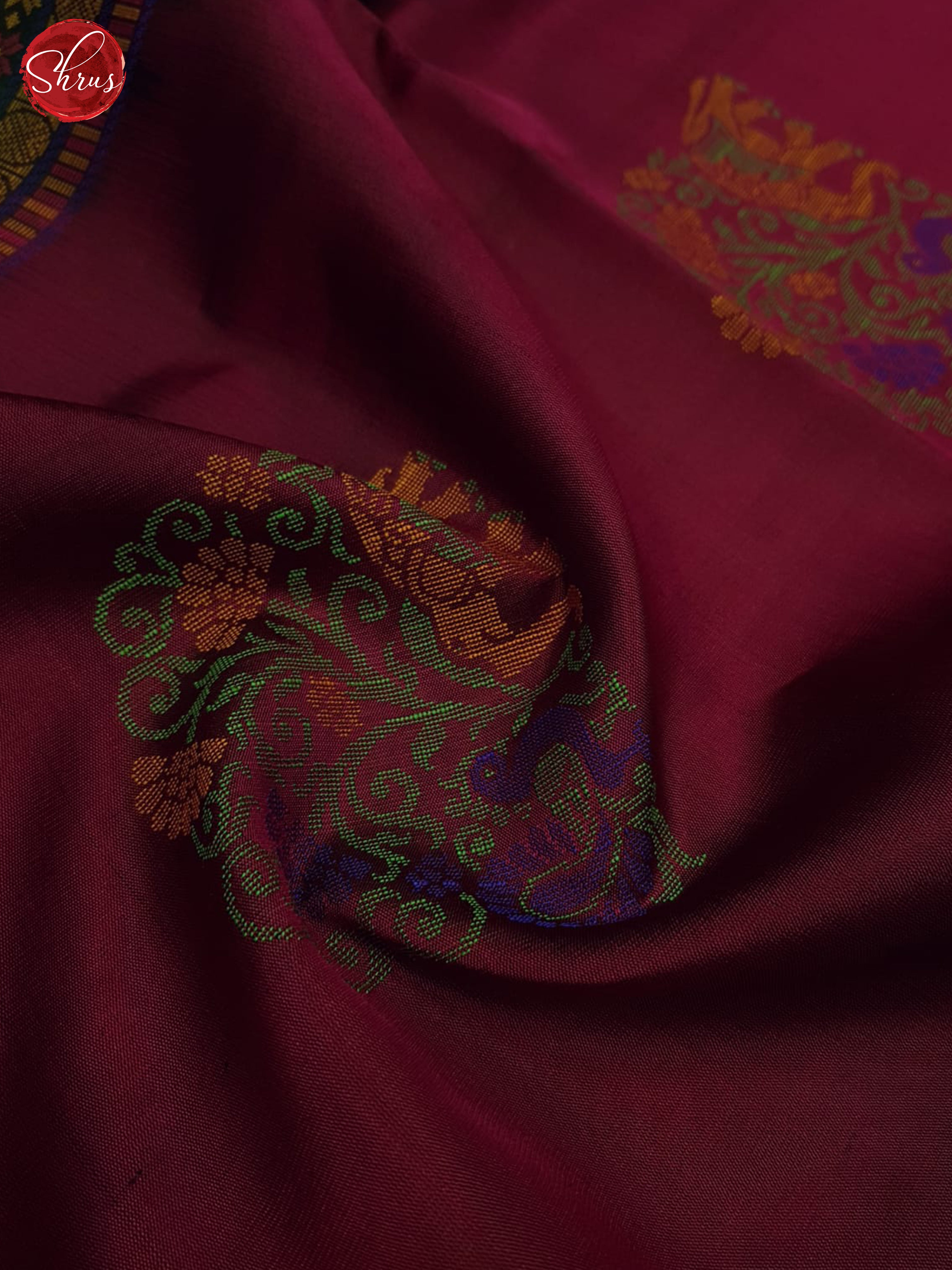 Wine And Green-Soft Silk Saree - Shop on ShrusEternity.com