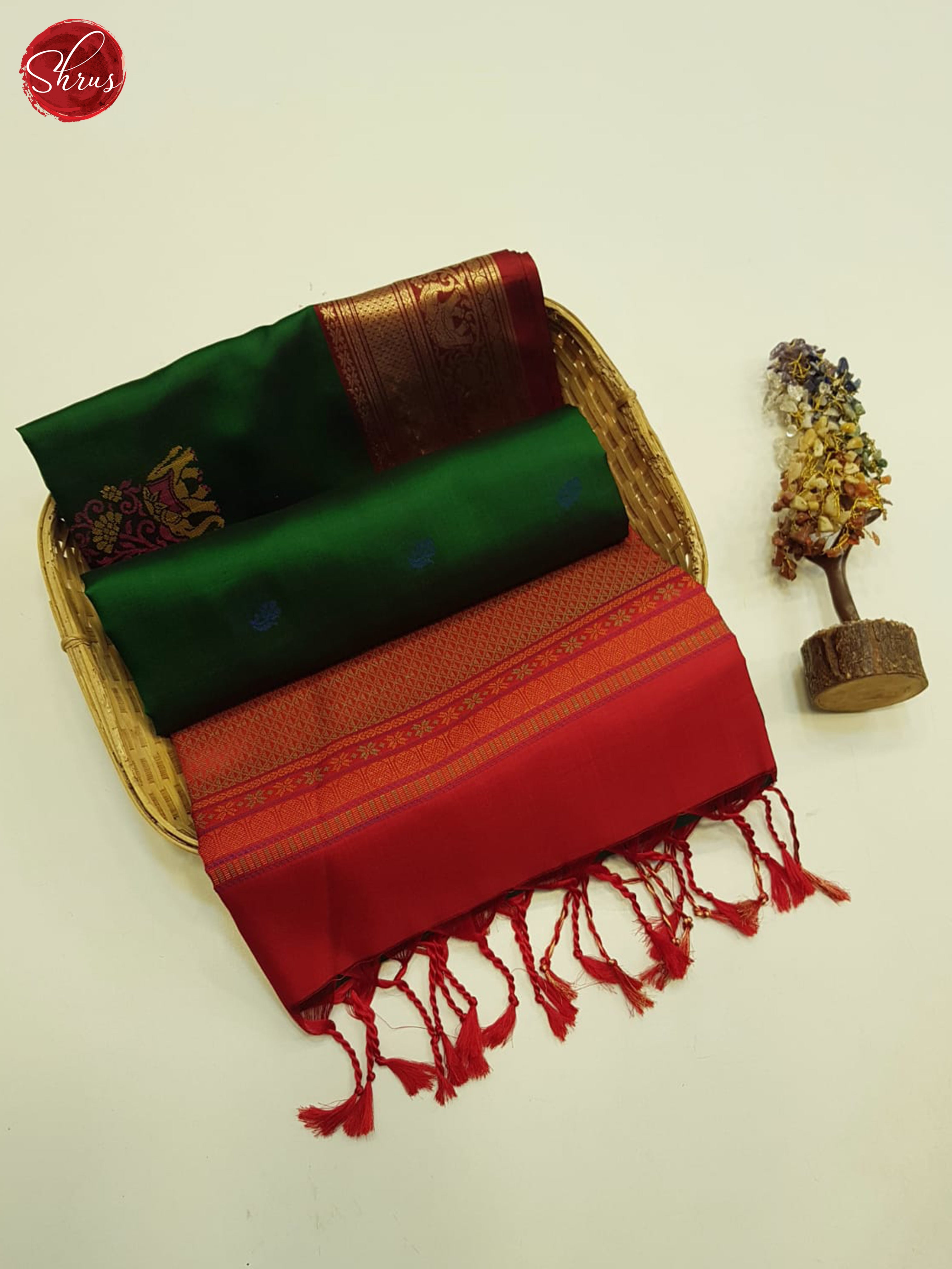 Green And Red-Soft Silk Saree - Shop on ShrusEternity.com