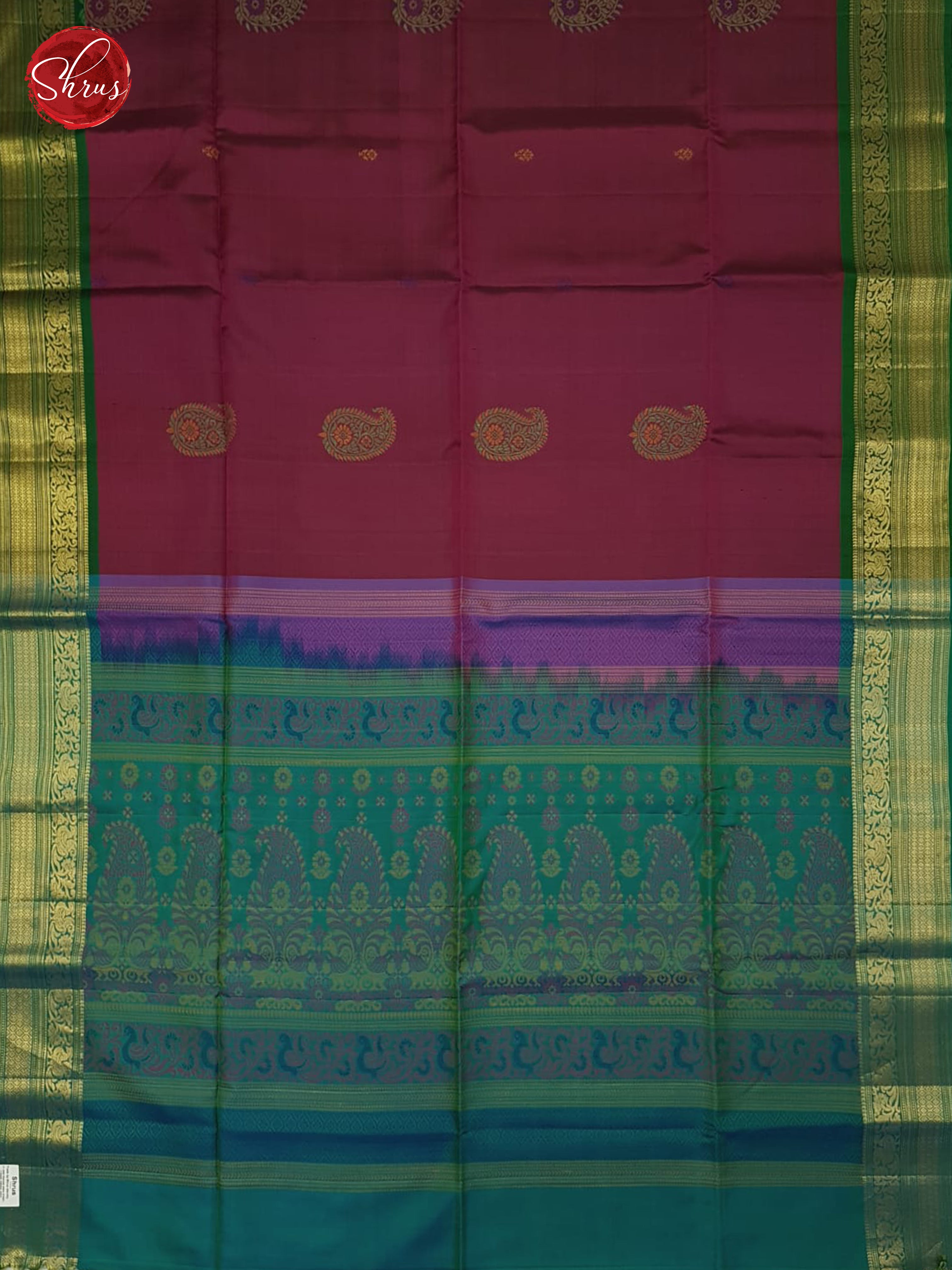 Wine And Blue-Soft silk saree - Shop on ShrusEternity.com