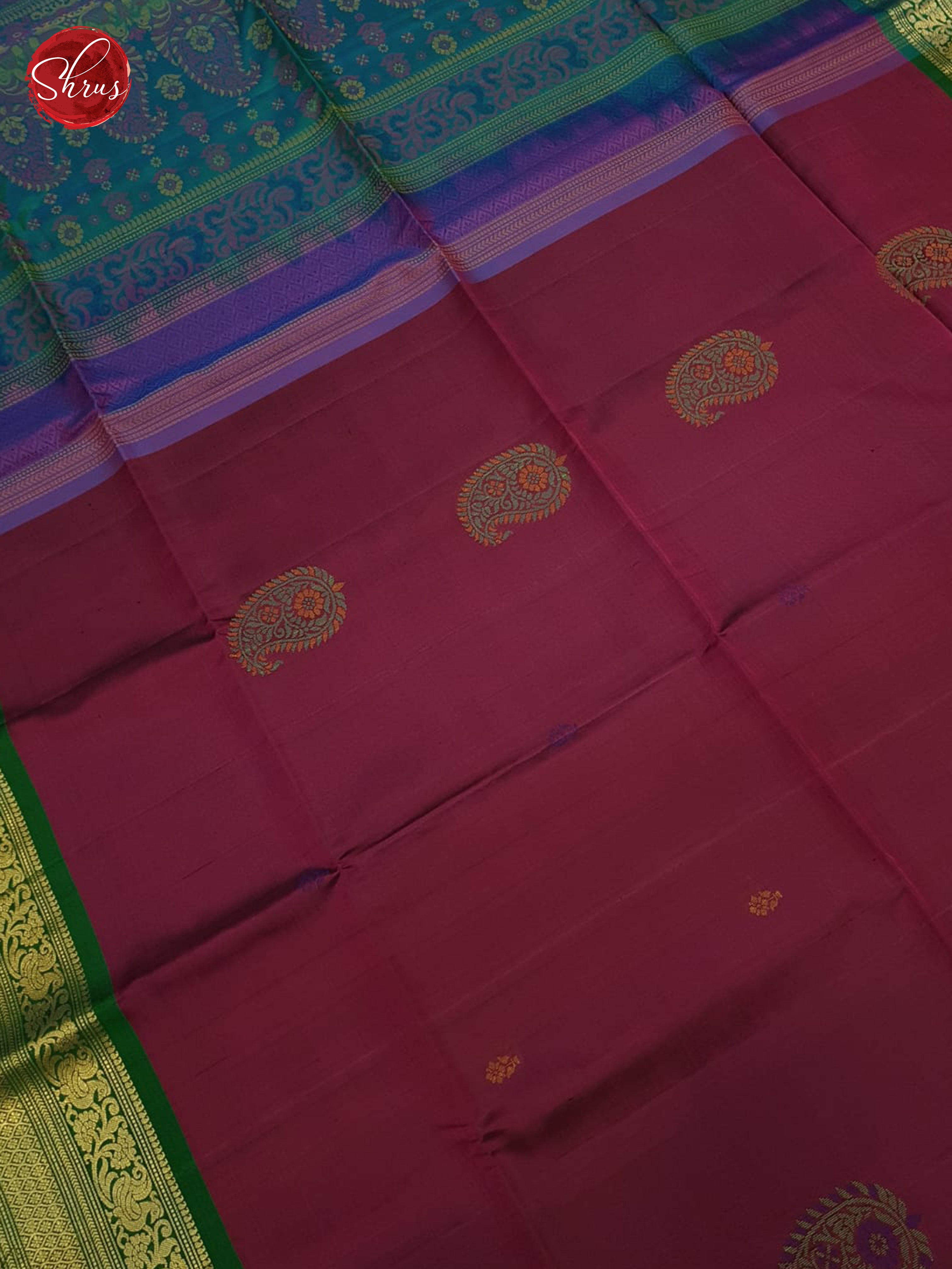 Wine And Blue-Soft silk saree - Shop on ShrusEternity.com