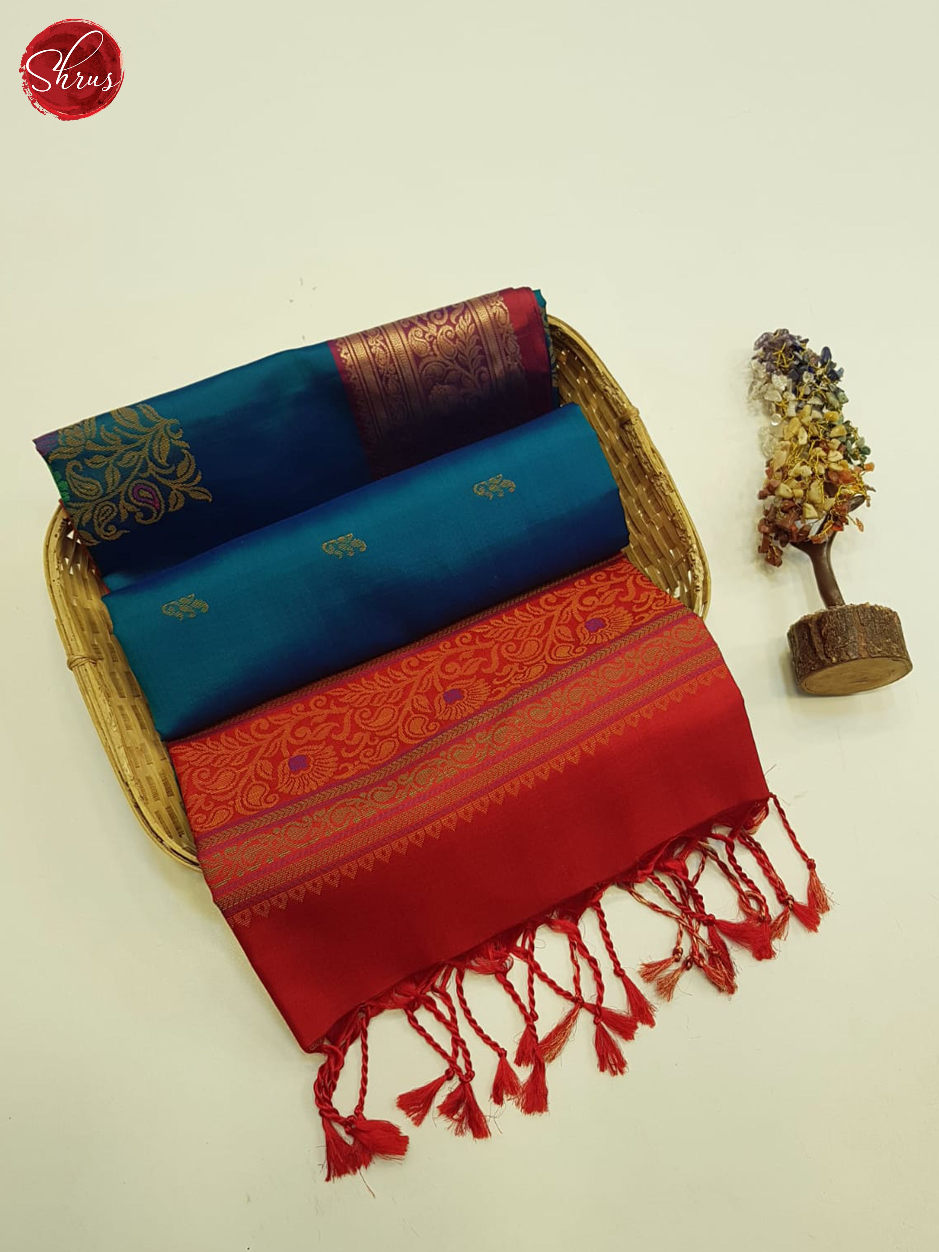 Blue And Red-Soft Silk Saree - Shop on ShrusEternity.com