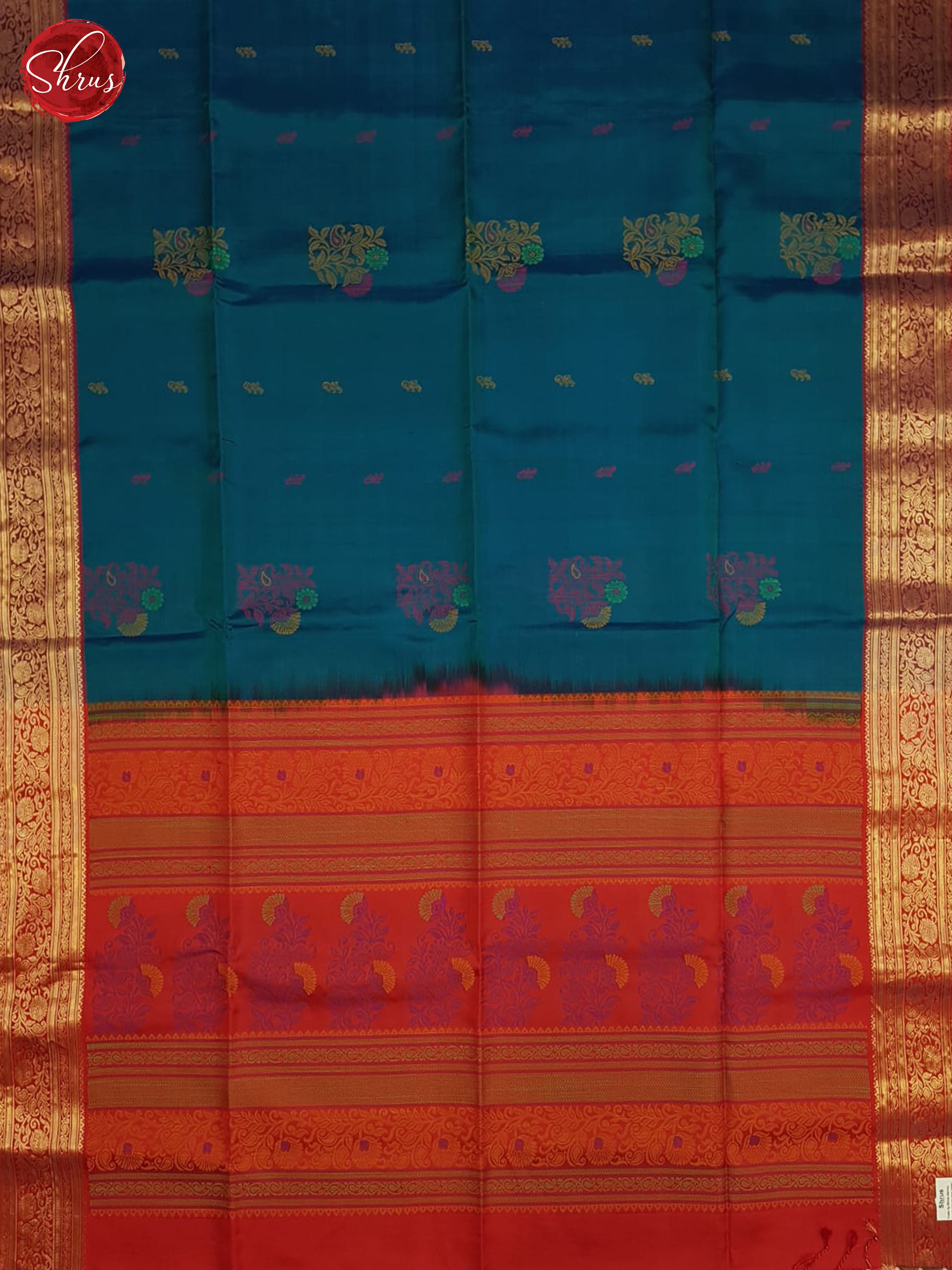 Blue And Red-Soft Silk Saree - Shop on ShrusEternity.com