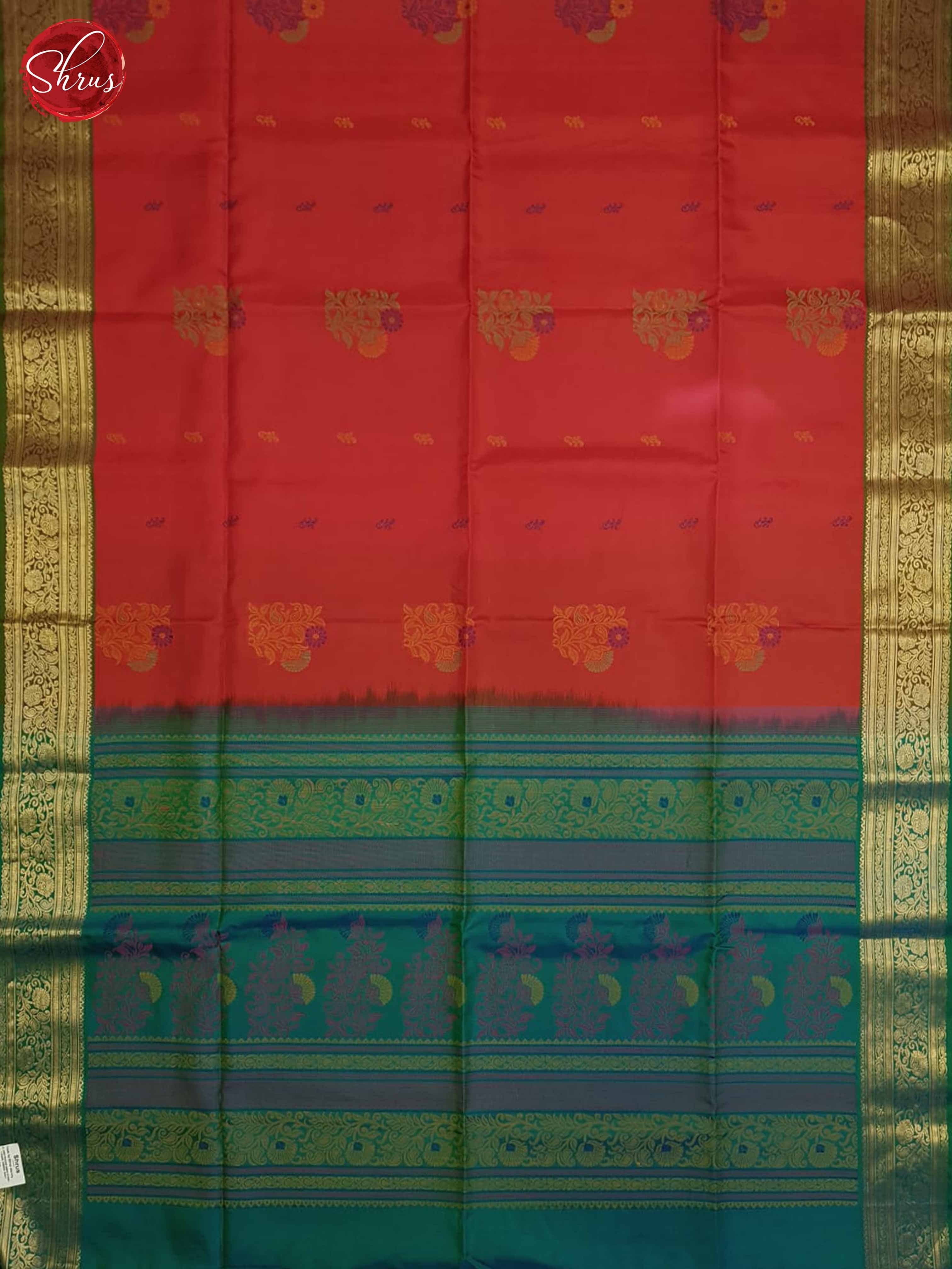 Red and Green - Soft Silk Saree - Shop on ShrusEternity.com