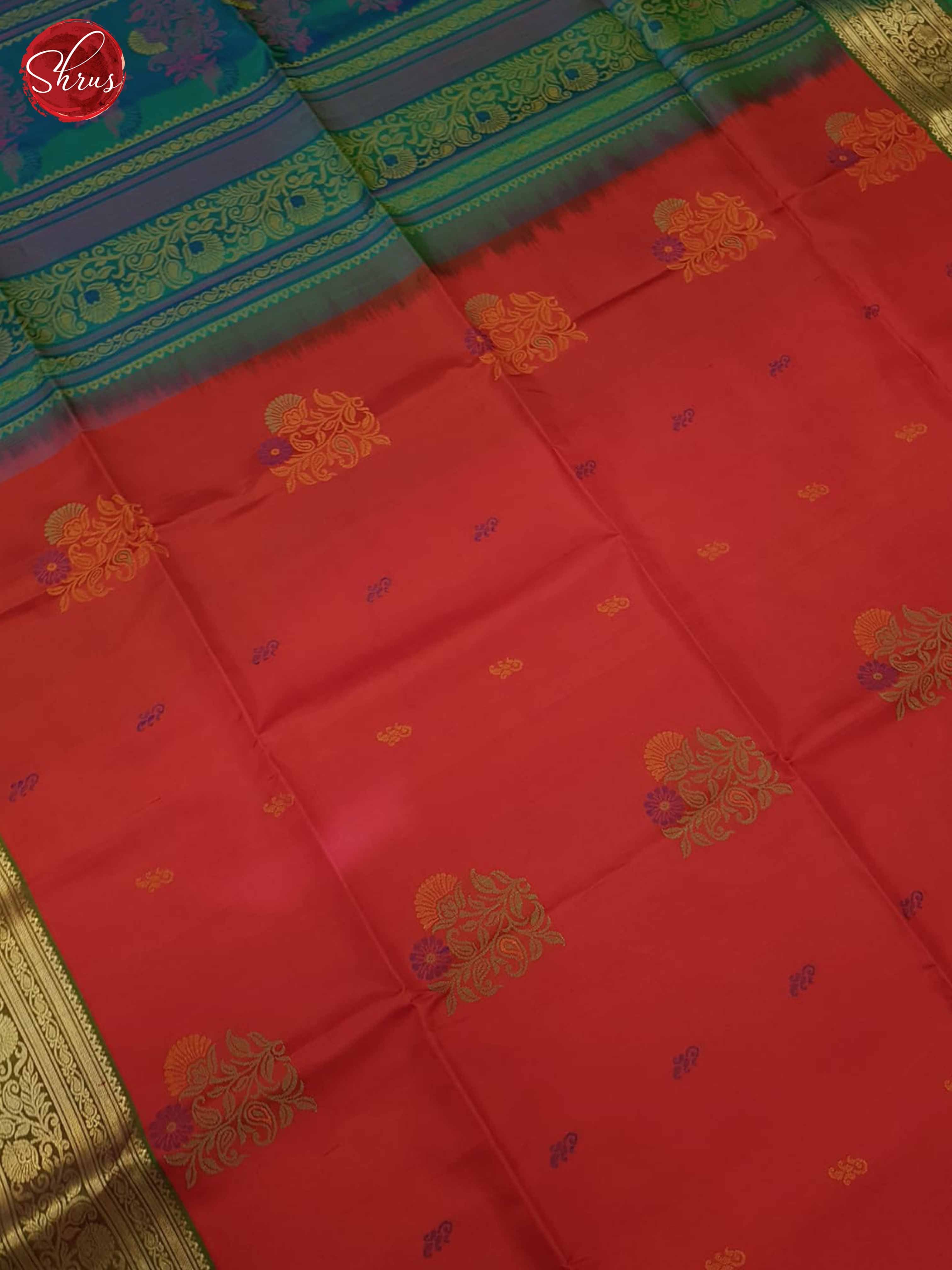 Red and Green - Soft Silk Saree - Shop on ShrusEternity.com