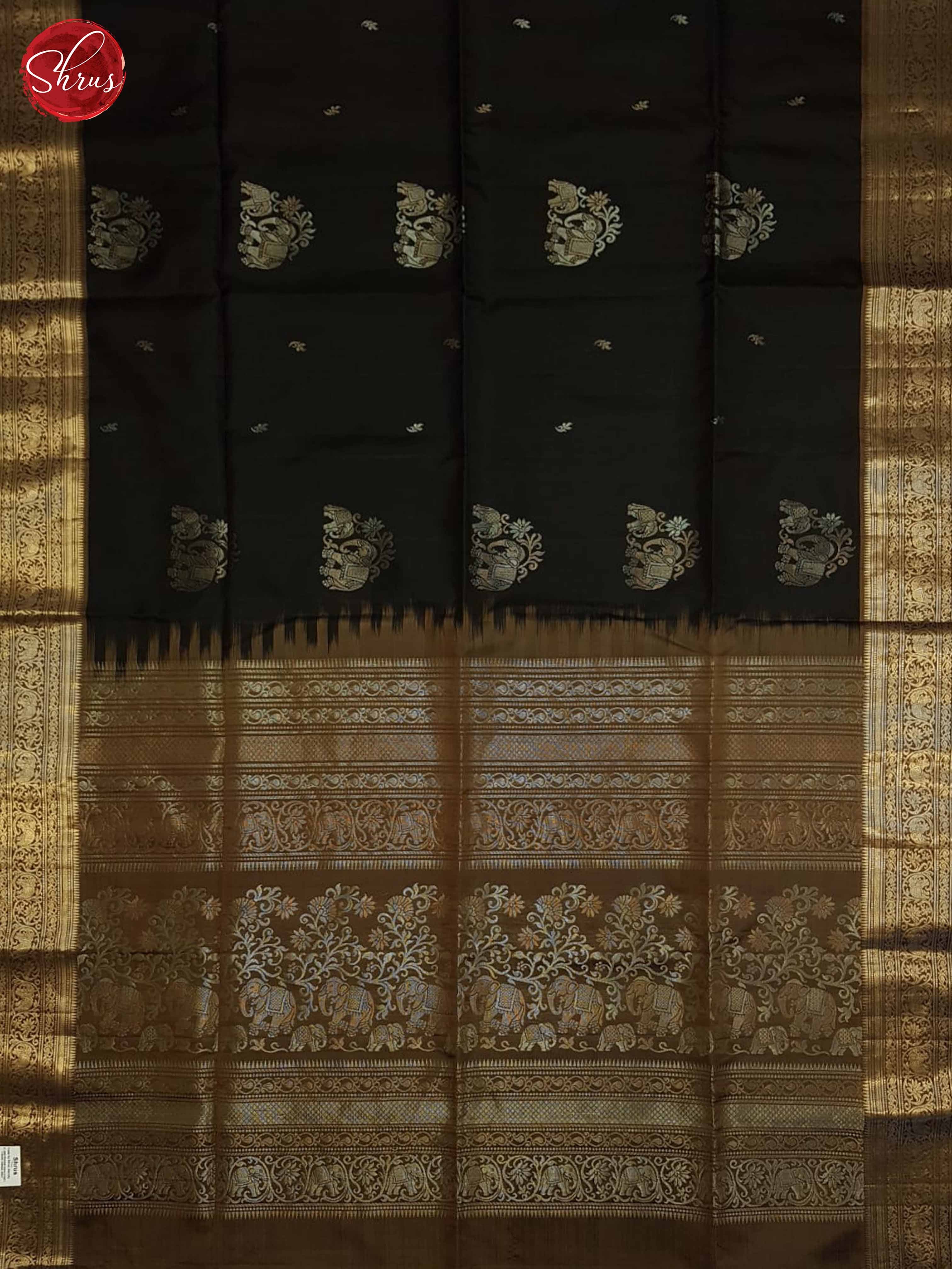 Black and brown - Soft Silk Saree - Shop on ShrusEternity.com