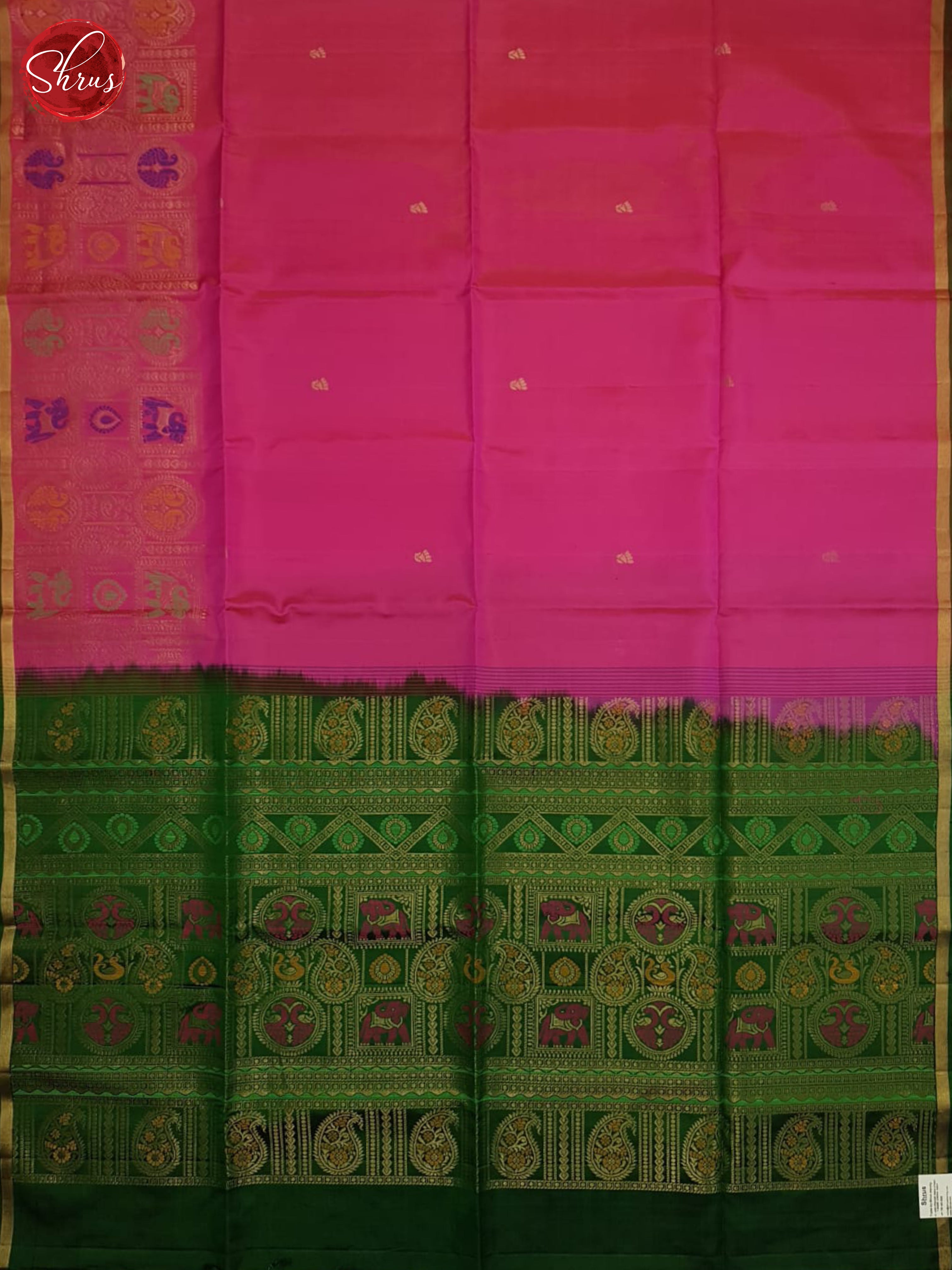 Pink And Green-Soft silk saree - Shop on ShrusEternity.com