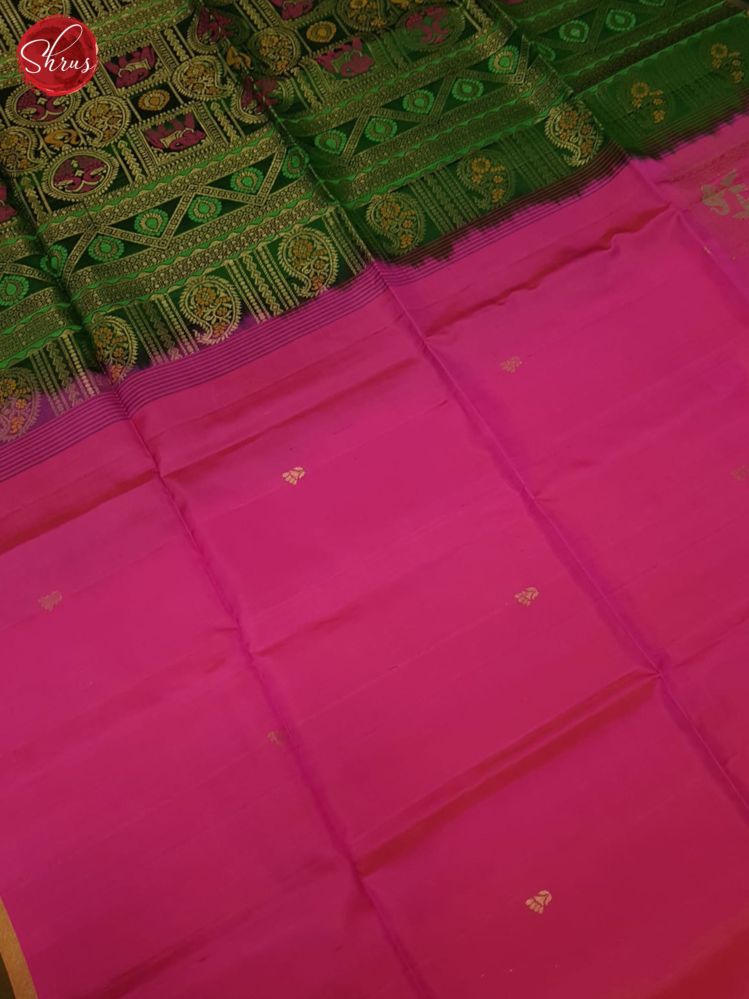 Pink And Green-Soft silk saree - Shop on ShrusEternity.com