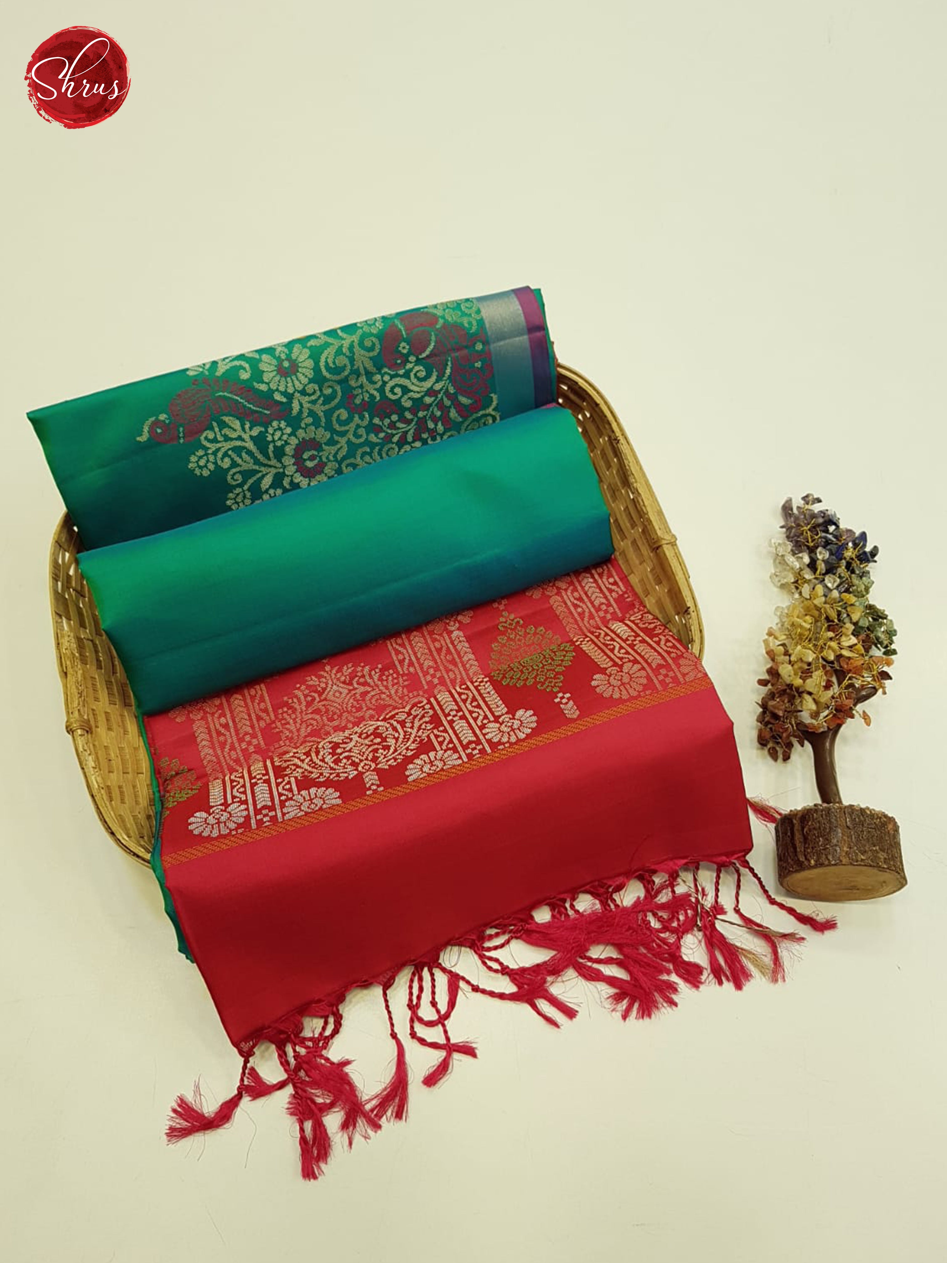 Green And Red-Soft silk saree - Shop on ShrusEternity.com