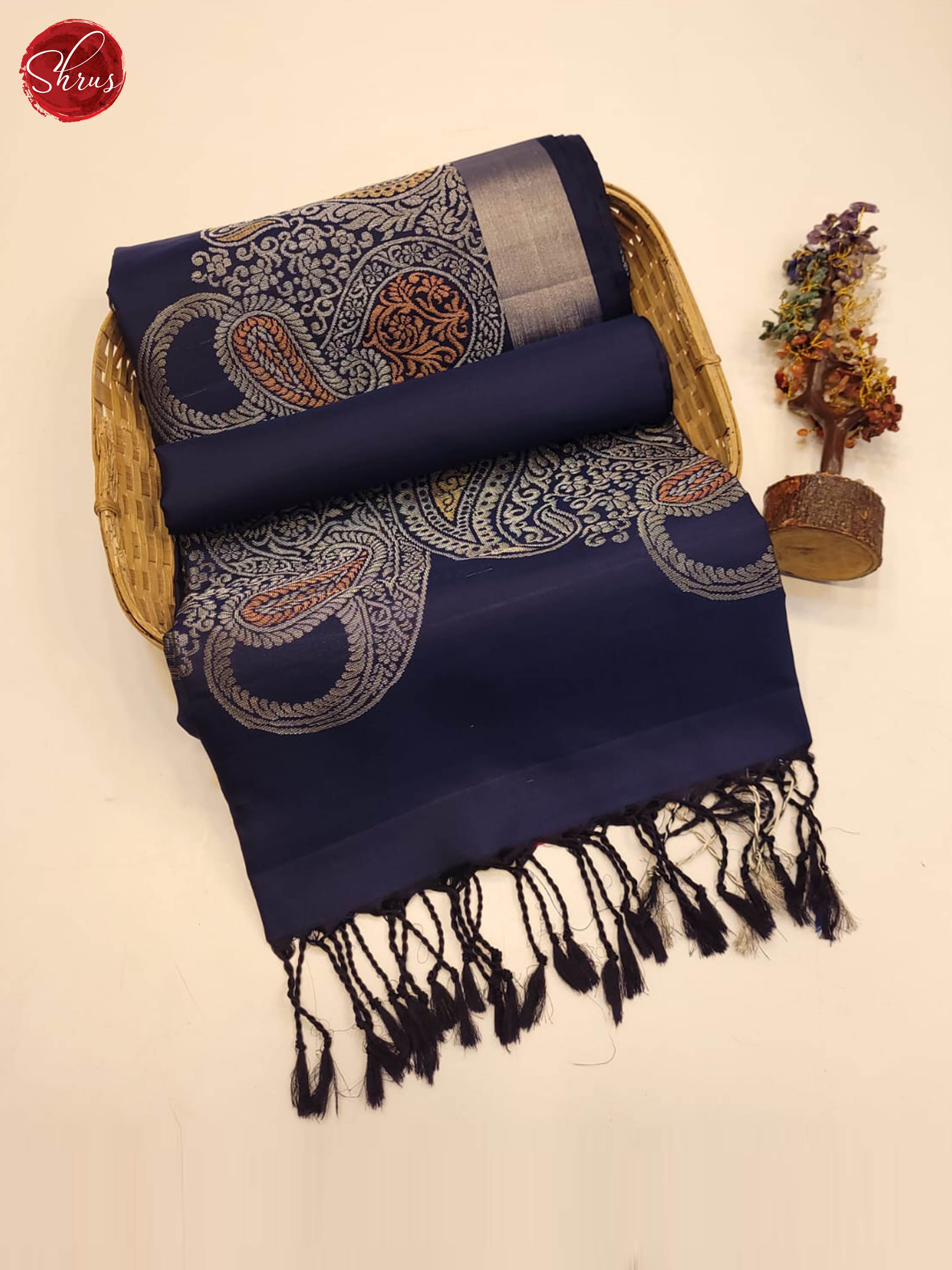 Navy blue(Single Tone)- Soft Silk Saree - Shop on ShrusEternity.com