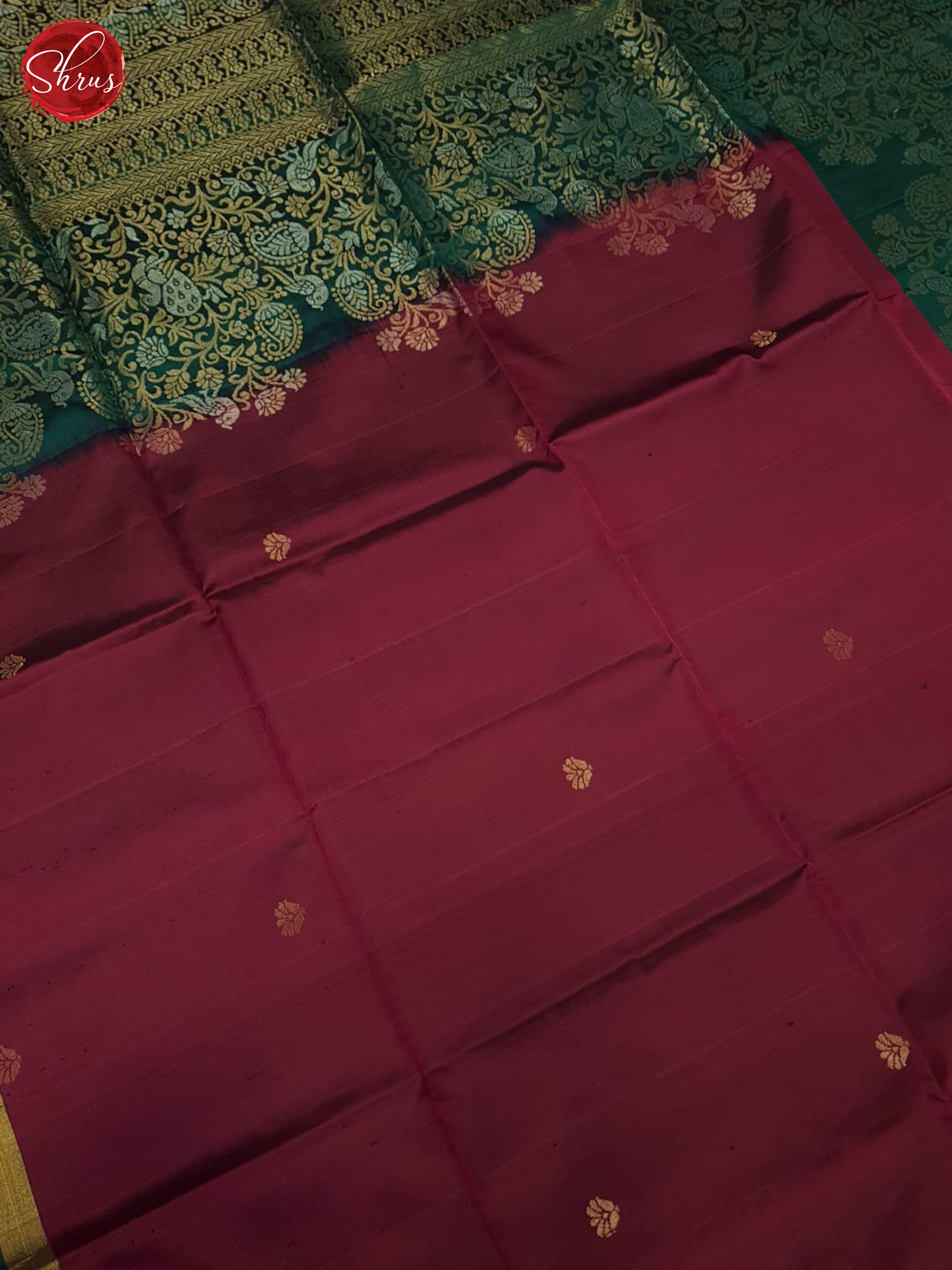 Wine And Green-Soft Silk Saree - Shop on ShrusEternity.com