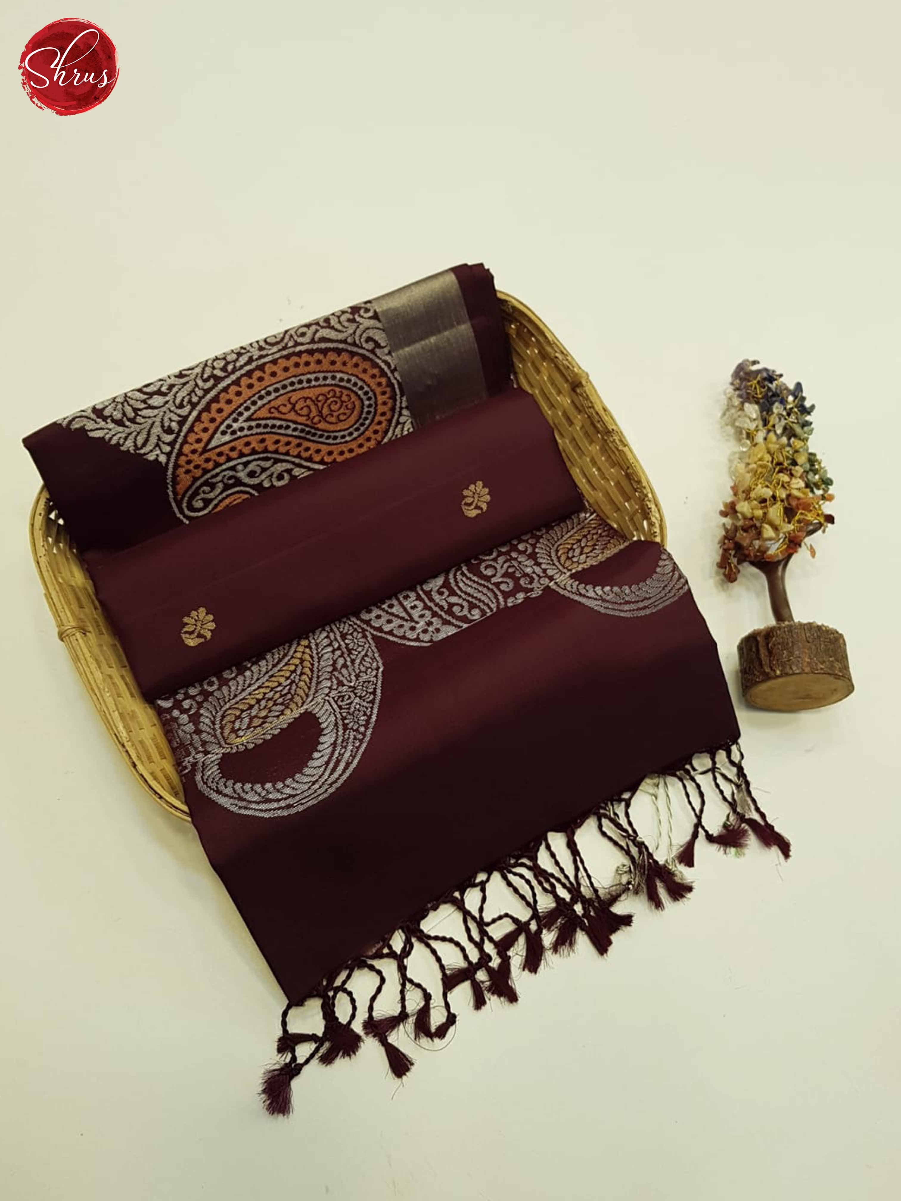 Brown(Single tone) - Soft Silk Saree - Shop on ShrusEternity.com