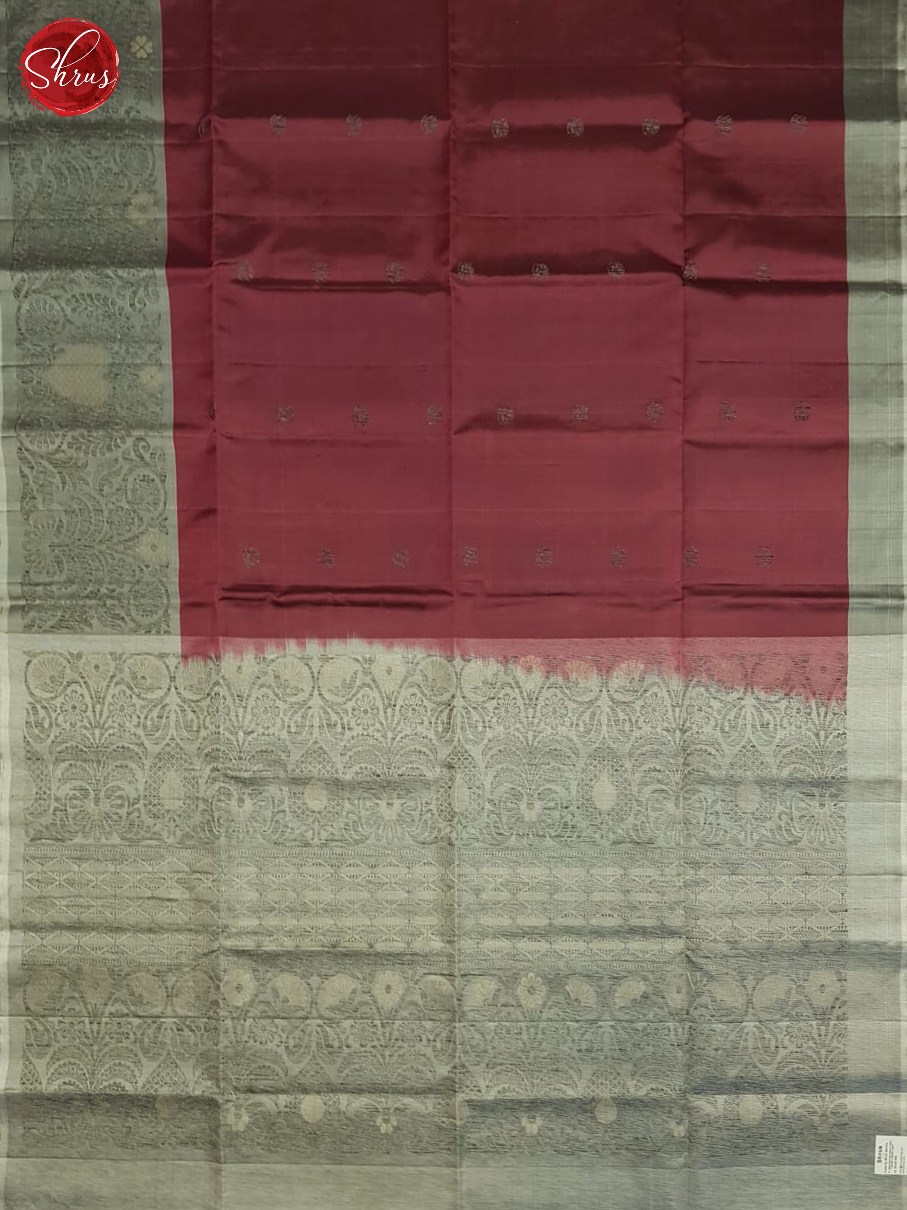 Maroon And Grey-Soft Silk Saree - Shop on ShrusEternity.com