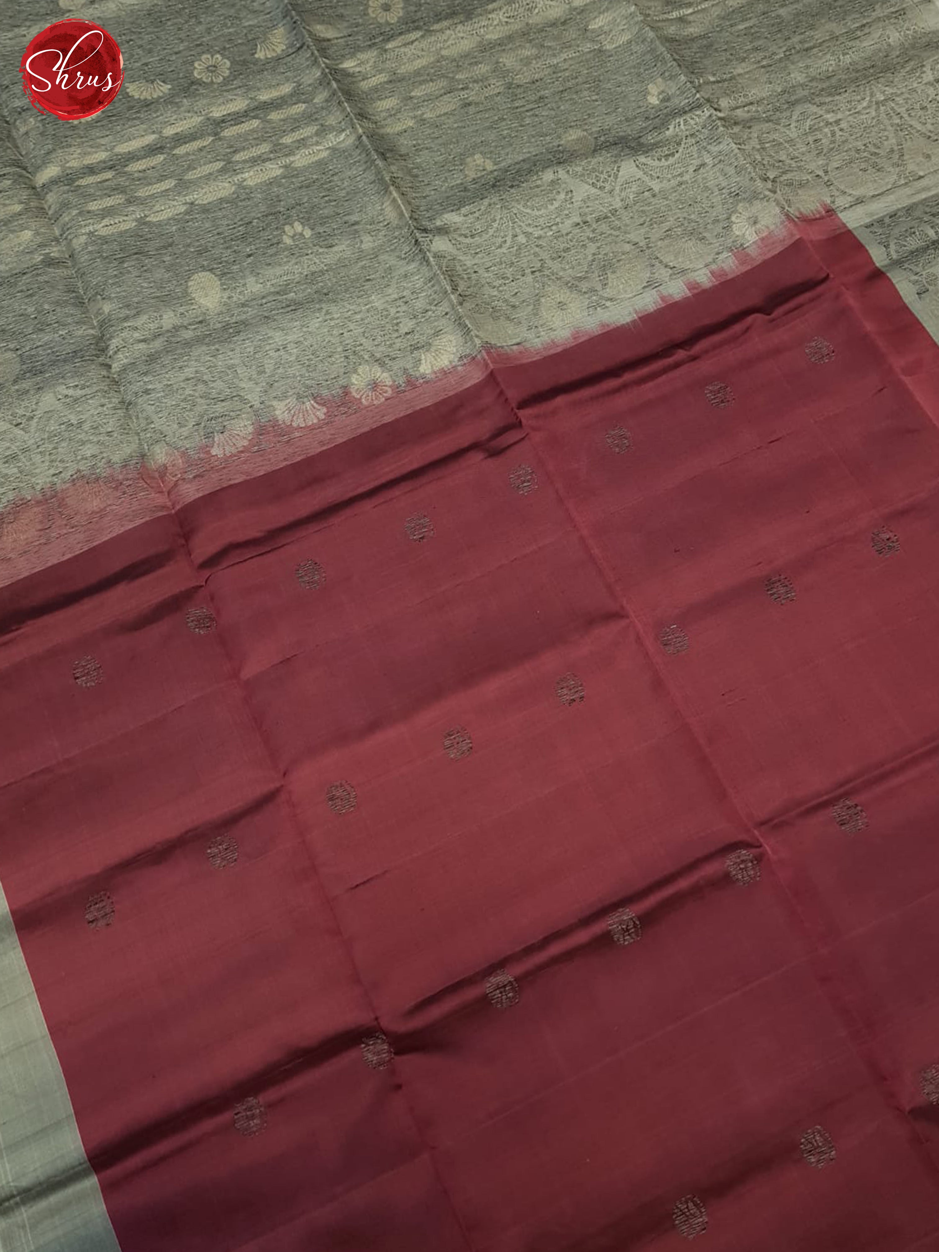 Maroon And Grey-Soft Silk Saree - Shop on ShrusEternity.com