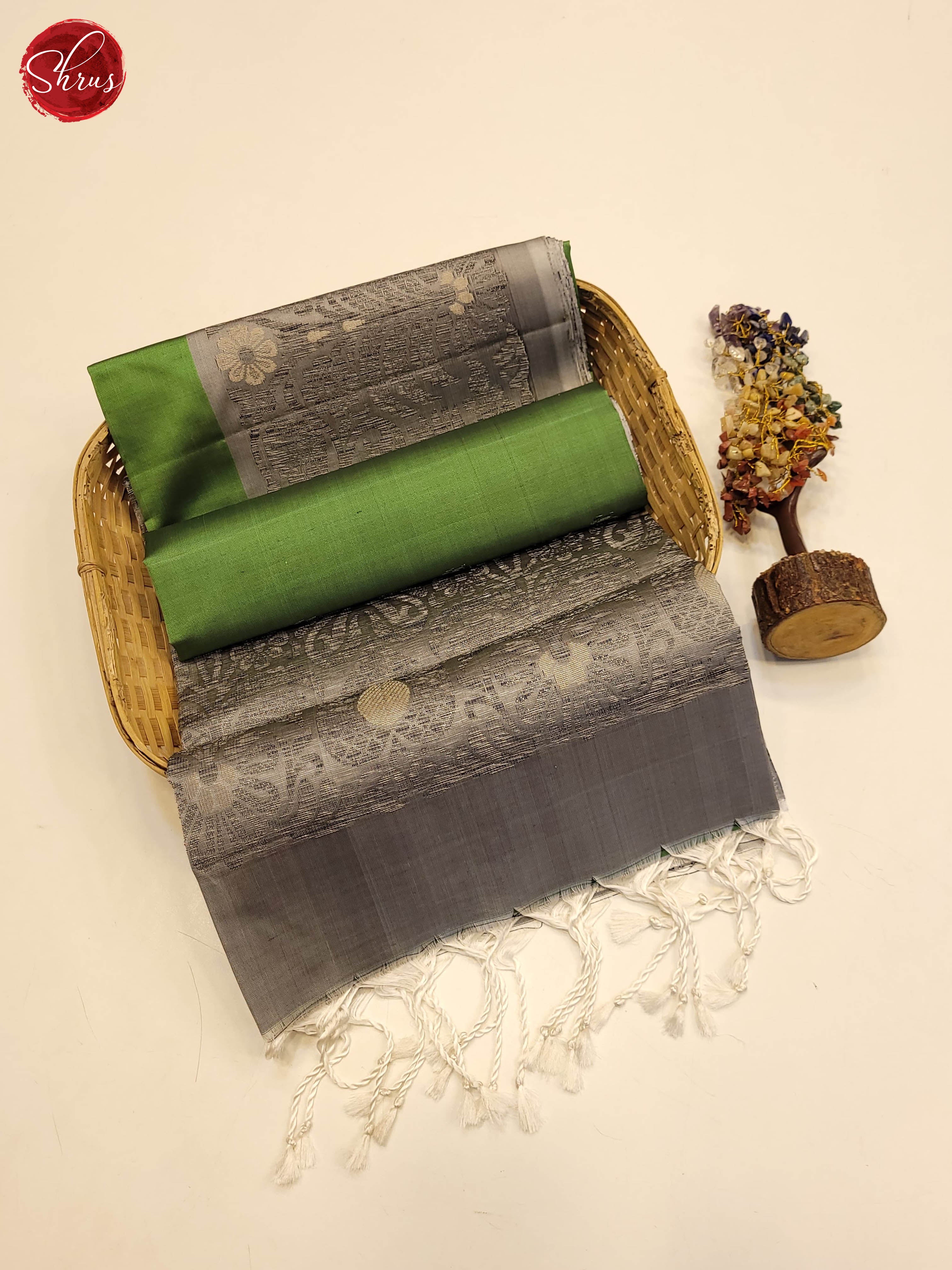 Green and Grey-Soft Silk saree - Shop on ShrusEternity.com