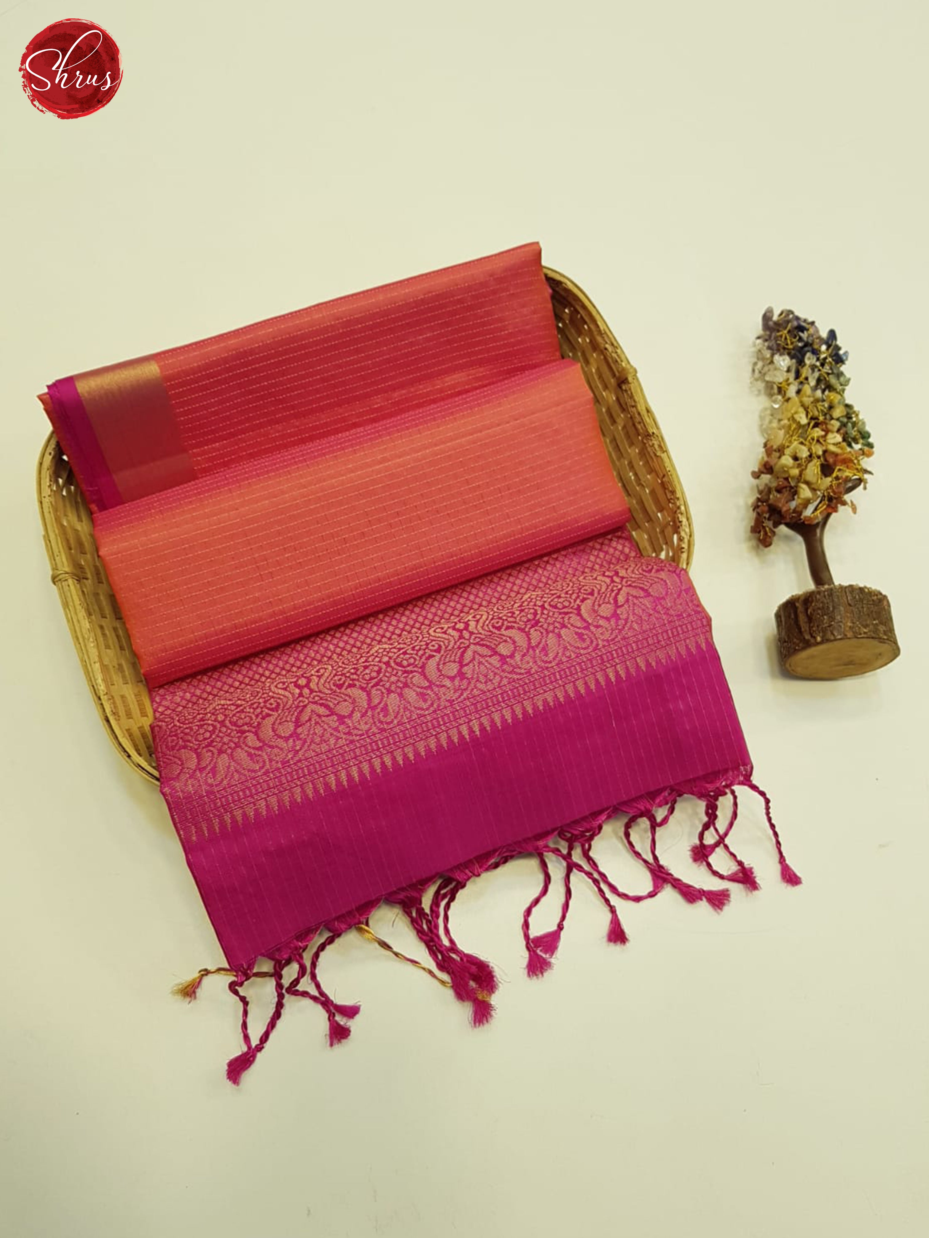 Orange And Pink-Soft Silk Saree - Shop on ShrusEternity.com