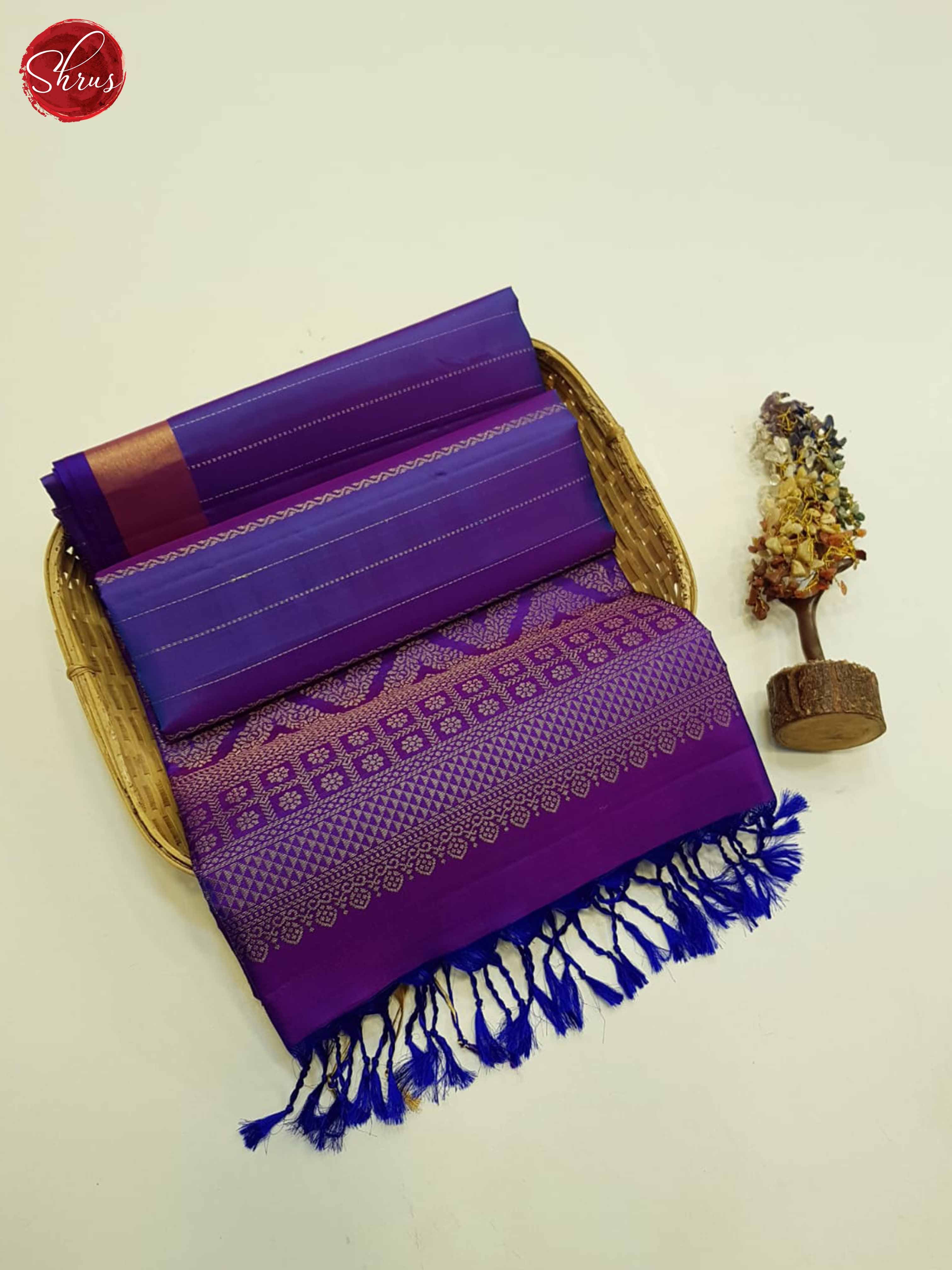 Blue and Purple- Soft Silk Saree - Shop on ShrusEternity.com