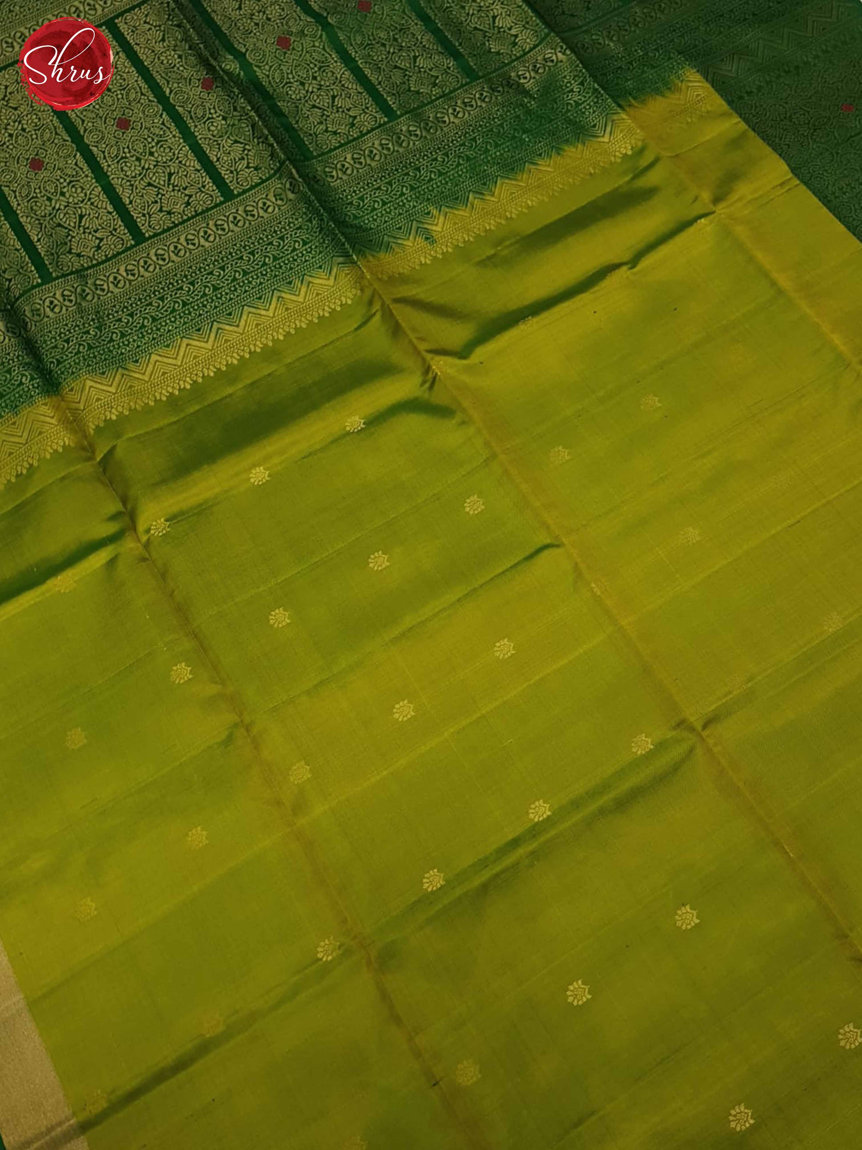 Lime Green and Green - Soft Silk Saree - Shop on ShrusEternity.com