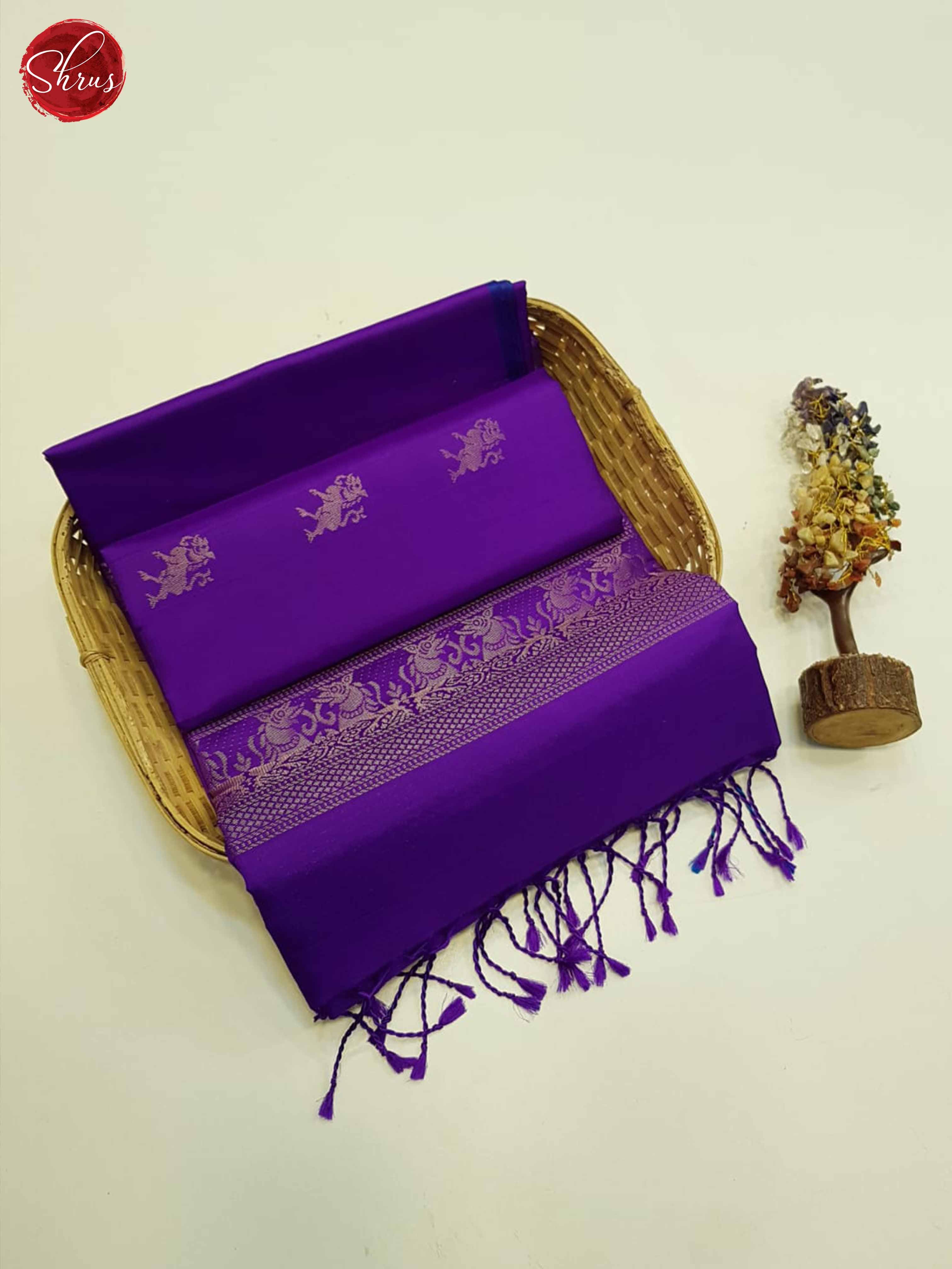 Purple and Blue - Soft Silk Saree - Shop on ShrusEternity.com