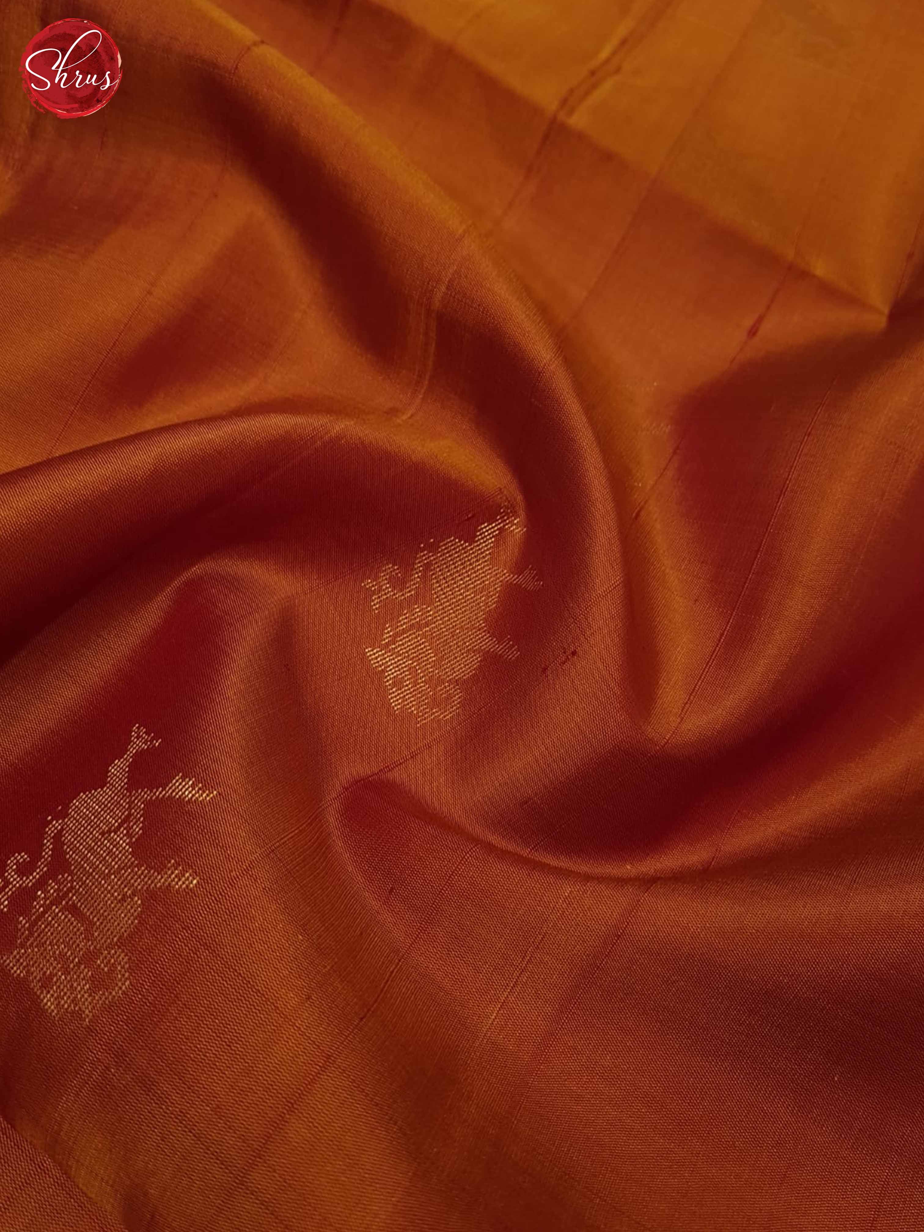 Brick Orange and blue - Soft Silk Saree - Shop on ShrusEternity.com