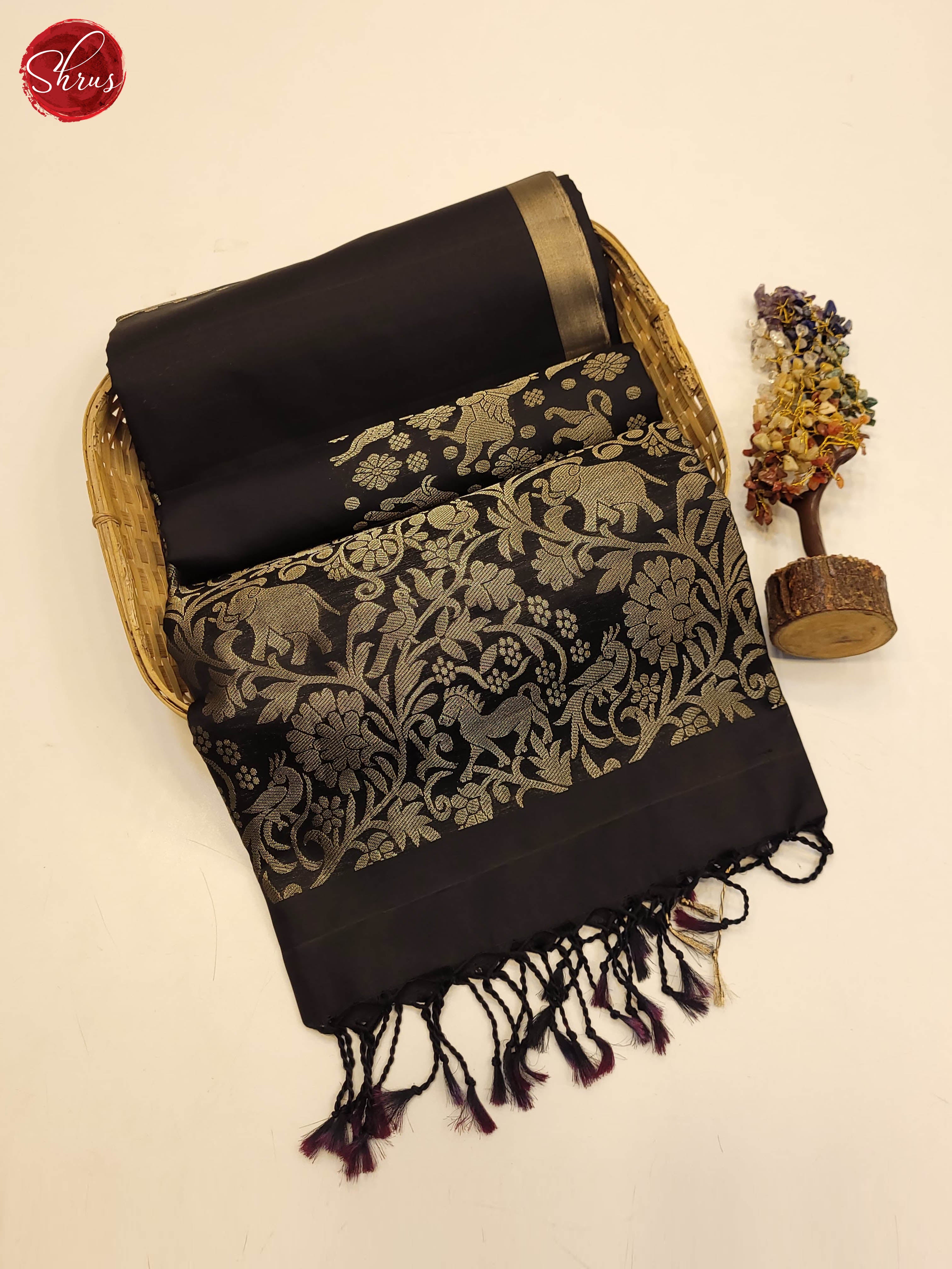 Black(singe tone)-Soft silk saree - Shop on ShrusEternity.com
